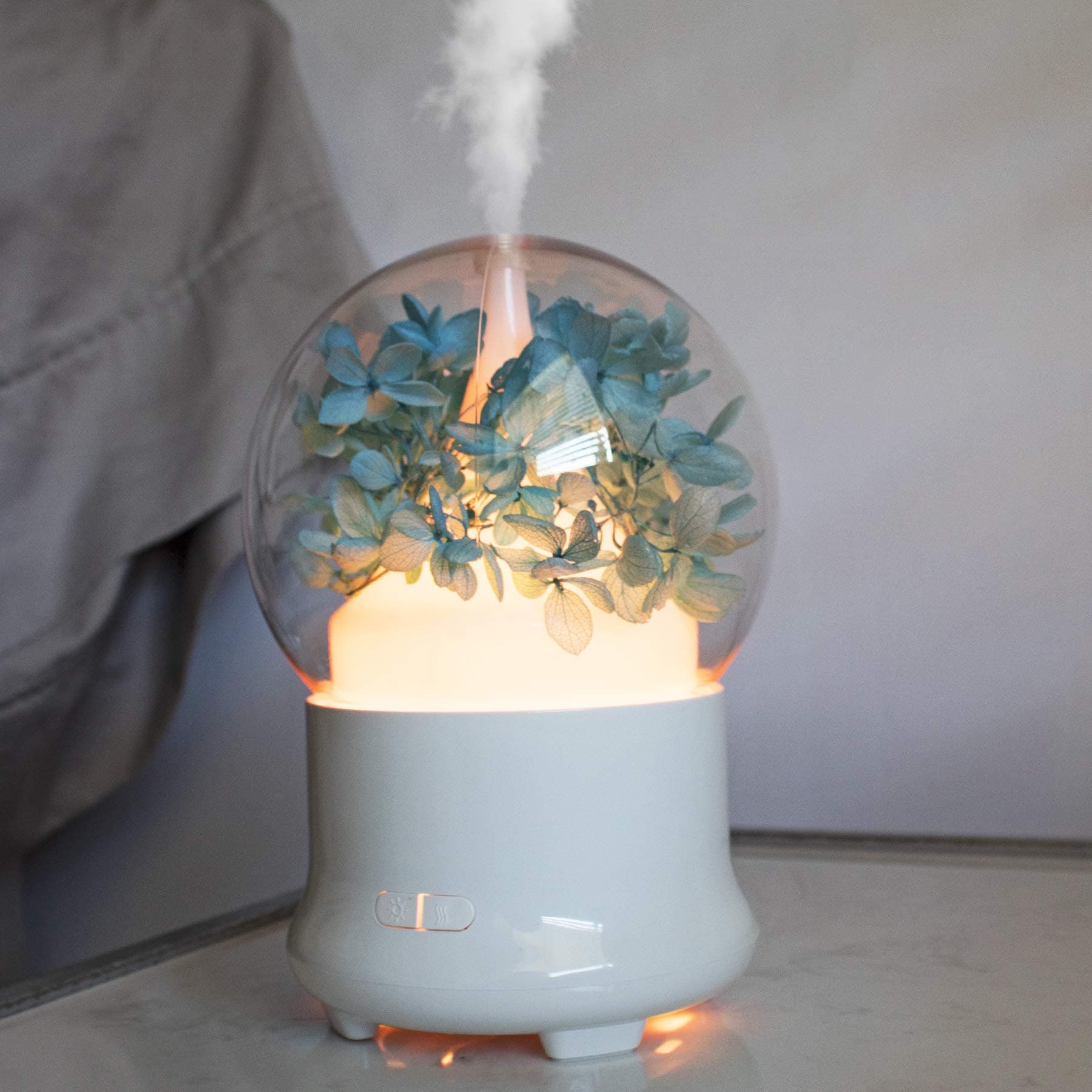 LuxLumi Restorative Floral Oil Diffuser with Multicolor LED Night Light Ultrasonic for Aromatherapy Home Office Spring Decor Dorm Nursery Teen Girls Bedroom Yoga Meditation Easter (Full Bloom Blue)