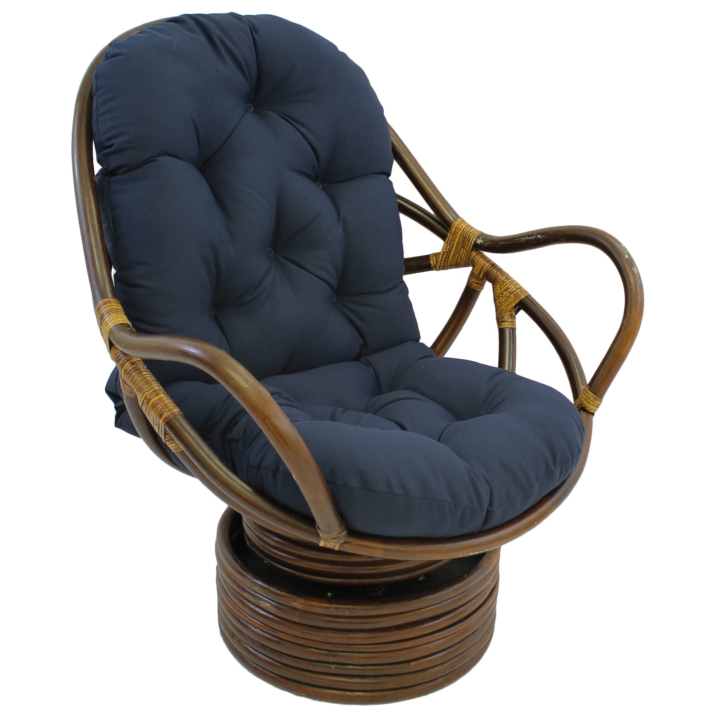 Blazing Needles 48-inch by 24-inch Solid Twill Swivel Rocker Cushion - Navy