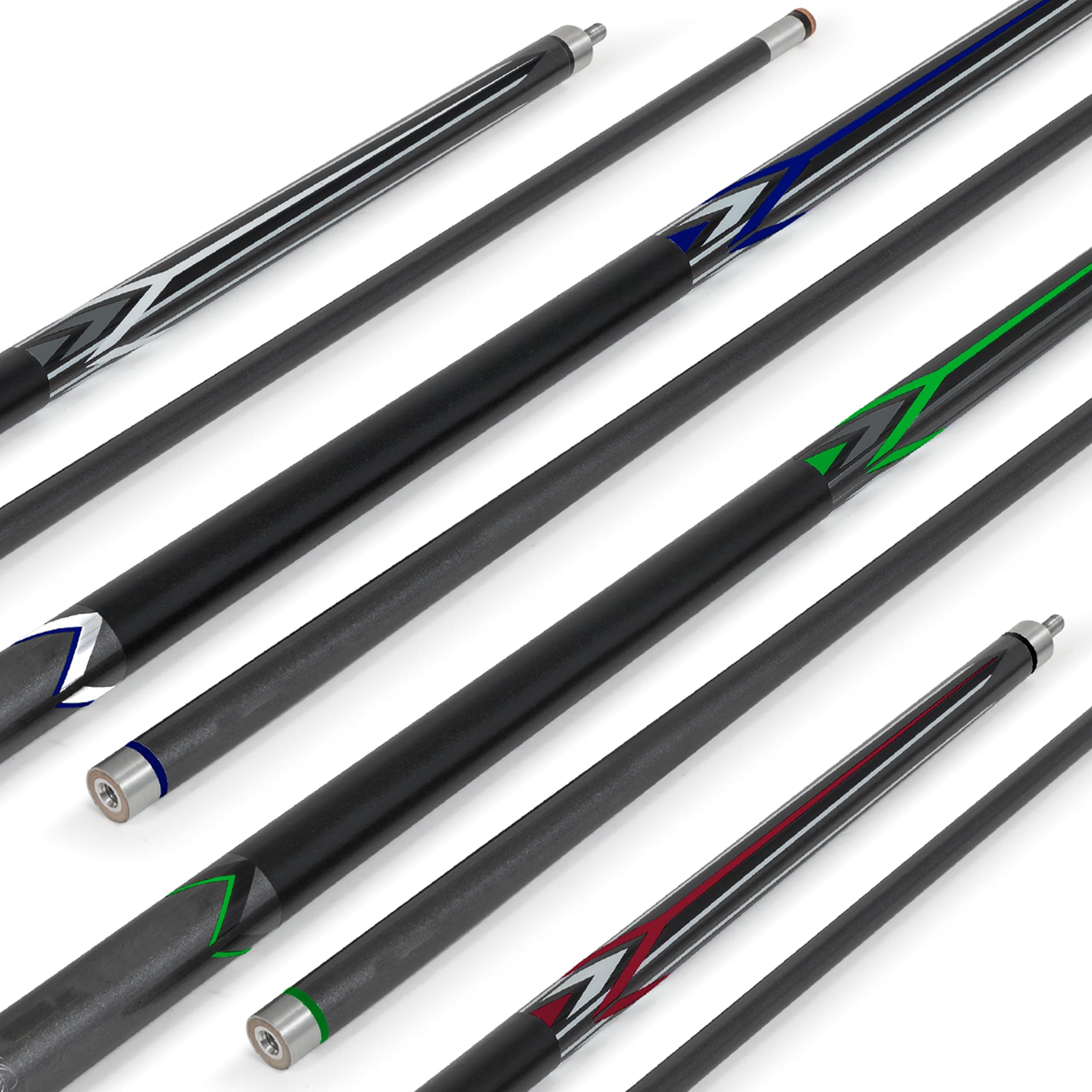 EastPoint 2-Piece Pool Cue Set - 4 Pack, 58 in, Multi-Color - Leather Tip for Billiard Cue Accuracy - Detachable Design for Portable Pool Sticks for Adults - Micro-Fiber Grip for Billiard Shots