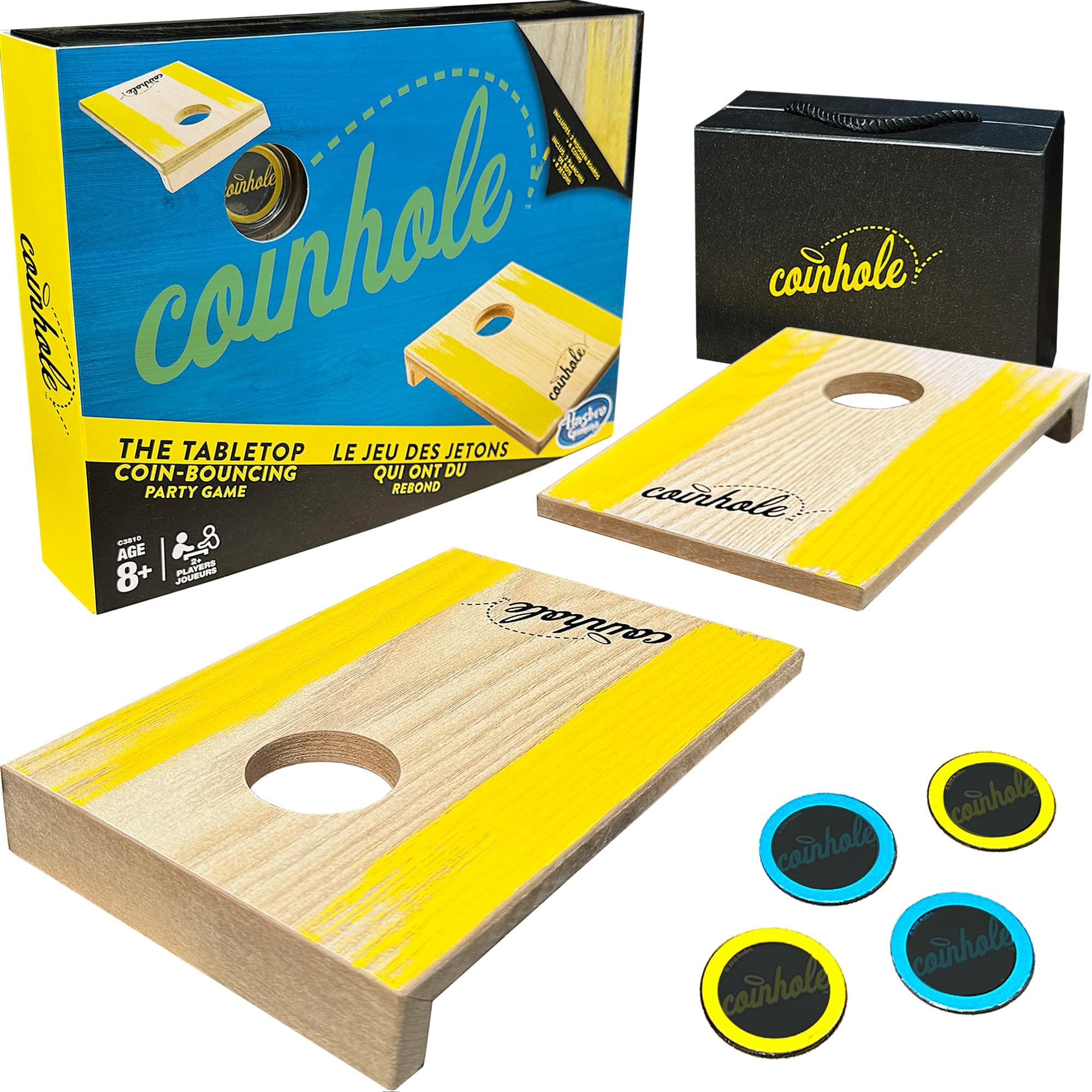 Coinhole Hasbro Tabletop Game Coin Bouncing Party Game | Desktop Cornhole Game Set Board Game | Indoor Outdoor Fun for Kids and Adults