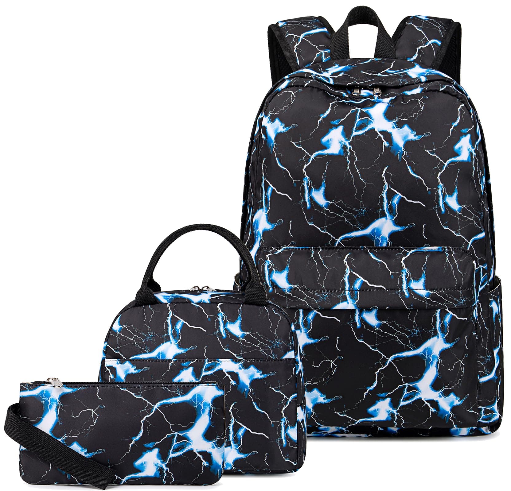 Bluboon スクールバックパック 男の子 ティーンズ ブックバッグ 旅行 デイパック キッズ ガールズ ランチバッグ ペンシルケース, ライトニングブルー。, 13"Lx5.9"Hx17.7