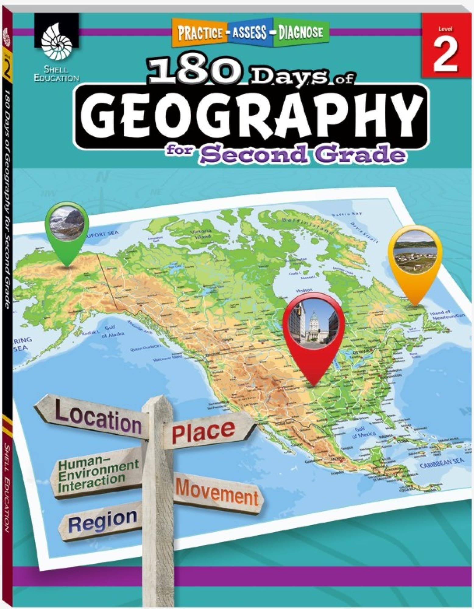 180 Days™: Social Studies, Geography for 2nd Grade Practice Workbook for Classroom and Home, Cool and Fun Practice Created by Teachers