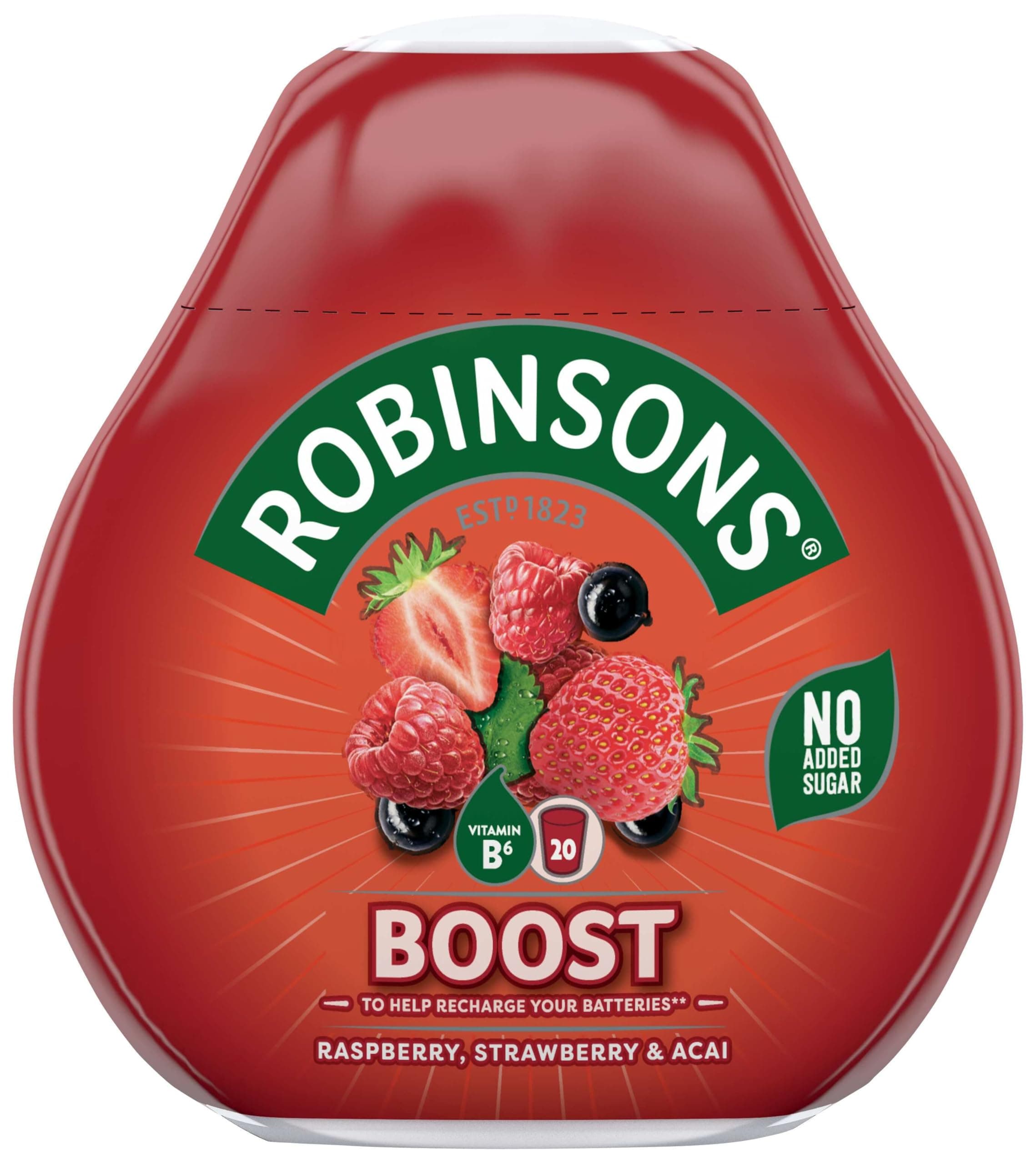 Boost Benefit Drops Raspberry, Strawberry & Acai with Vitamin B6 - With Real Fruit Juice - No Artificial Colours - No Added Sugar - Perfect for Travel - 66ml, Makes 20 Drinks per Pack
