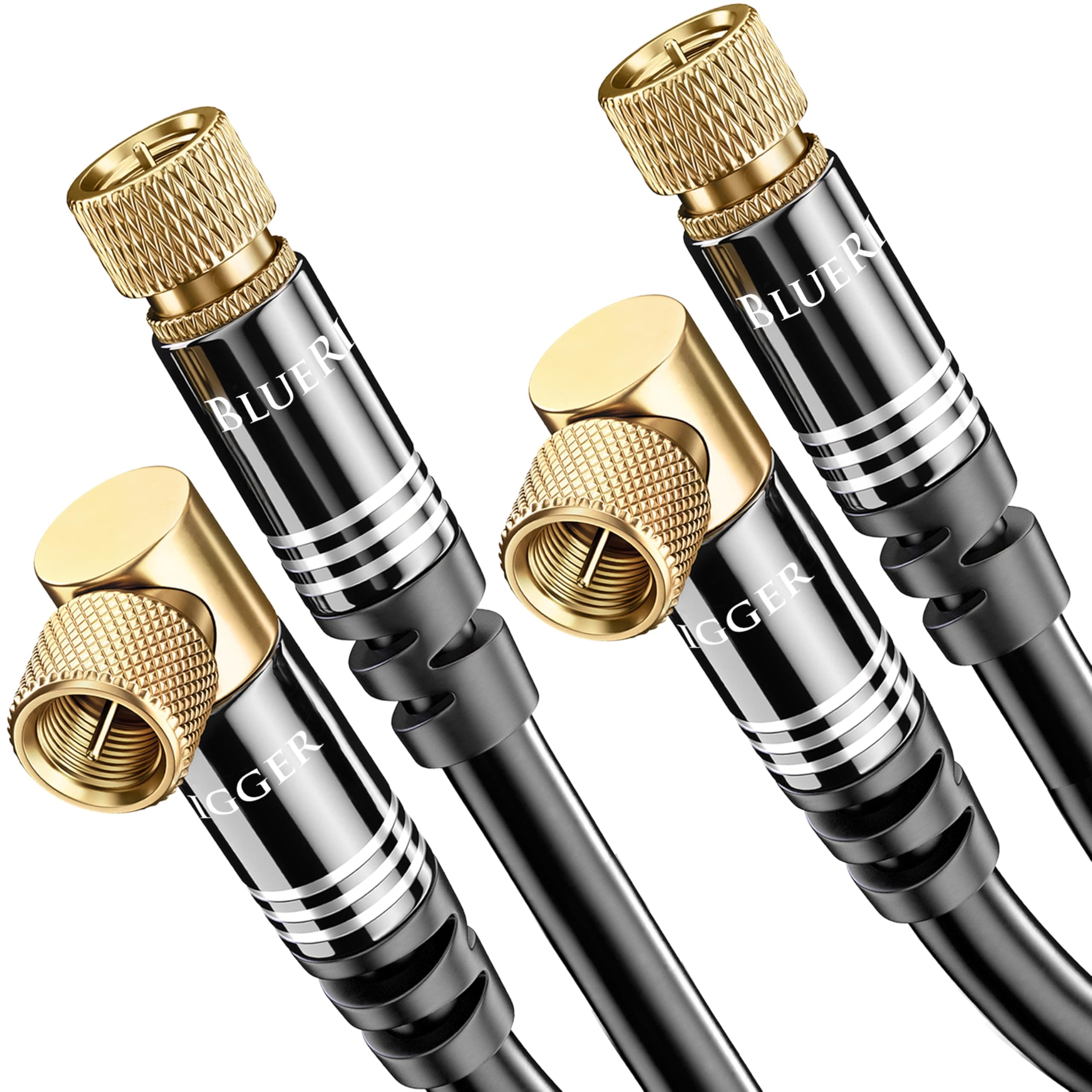 RG6 Digital Coaxial Audio Video Cable (6FT, 90 Angled to Straight Male F Type Connector, Triple Shielded) - HDTV, CATV, DVB-T2/C/S, Cable Modem, Radio, Satellite Receivers
