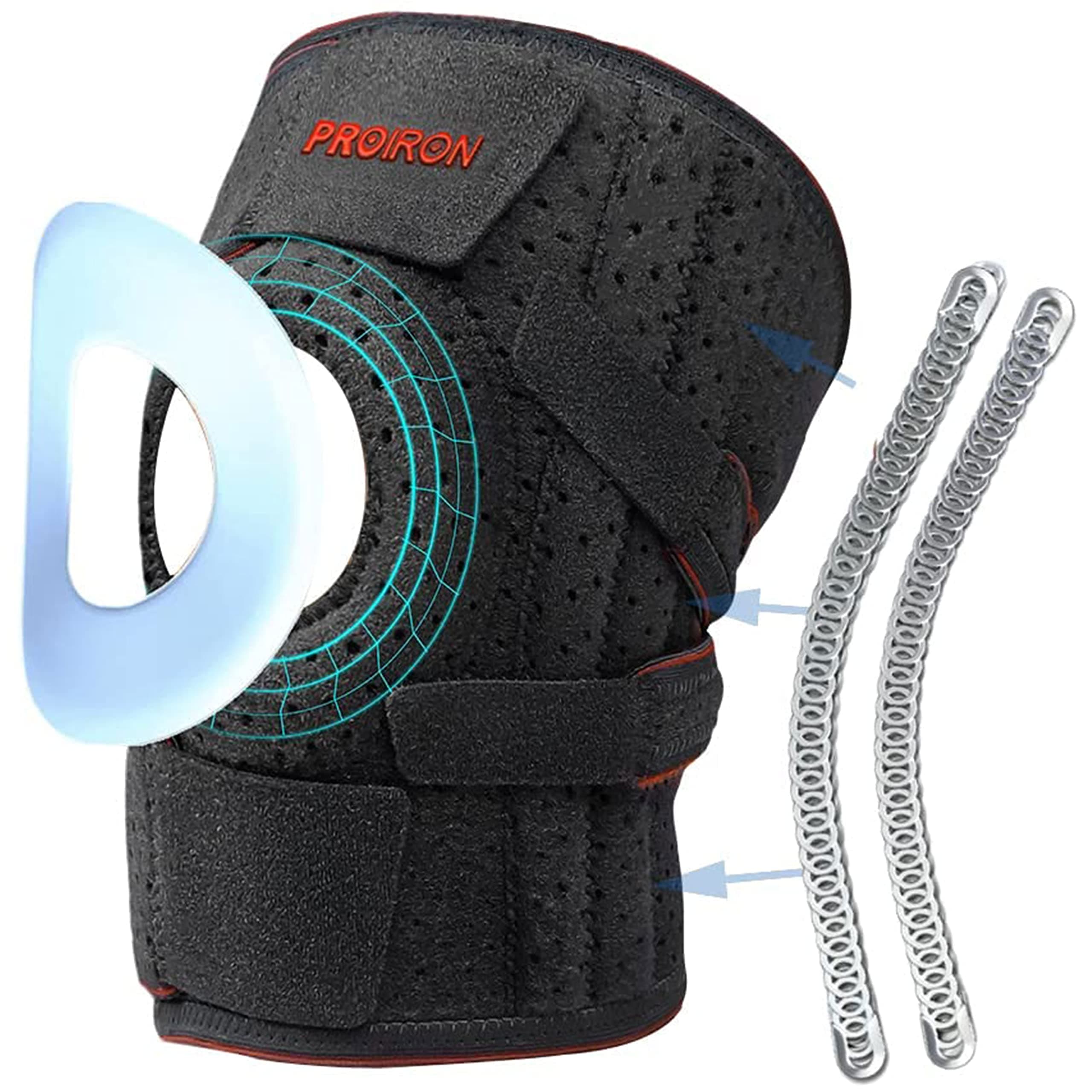 PROIRON Knee Brace Knee Compression Sleeve with Dual Side Stabilizers(4 springs) & Patella Gel Pads for Knee Pain, Arthritis, Meniscus Tear, Sports, Injury Recovery, Joint Pain Relief, ACL.Men & Women