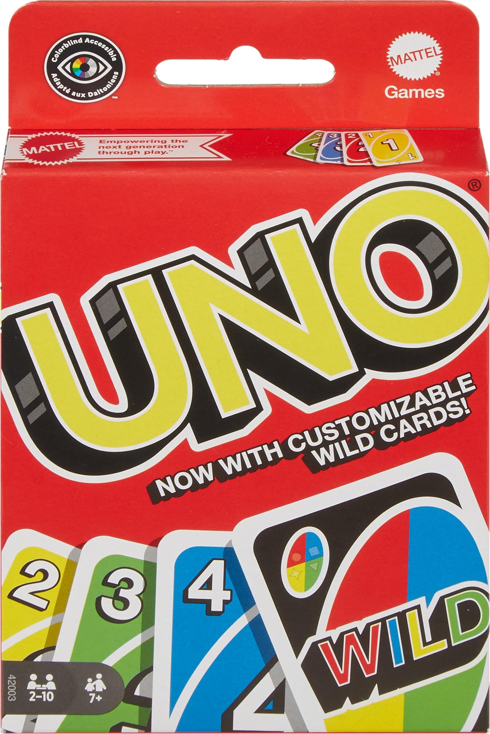 Mattel Games UNO: Classic Card Game, Multi, 8 x 3-3/4 x 81/100 in (42003)