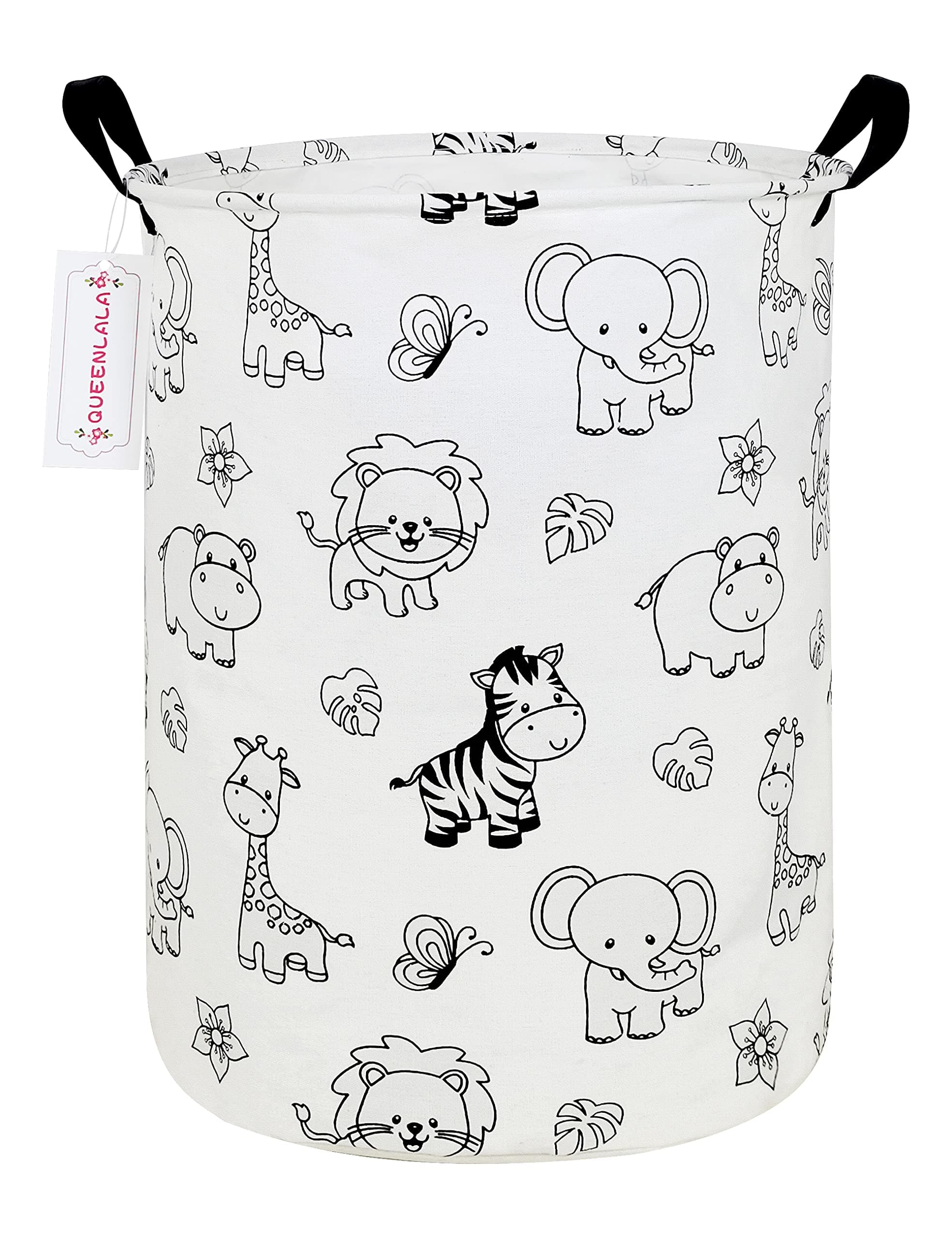 QUEENLALA Large Storage Basket,Laundry Hamper(Round-Zoo)
