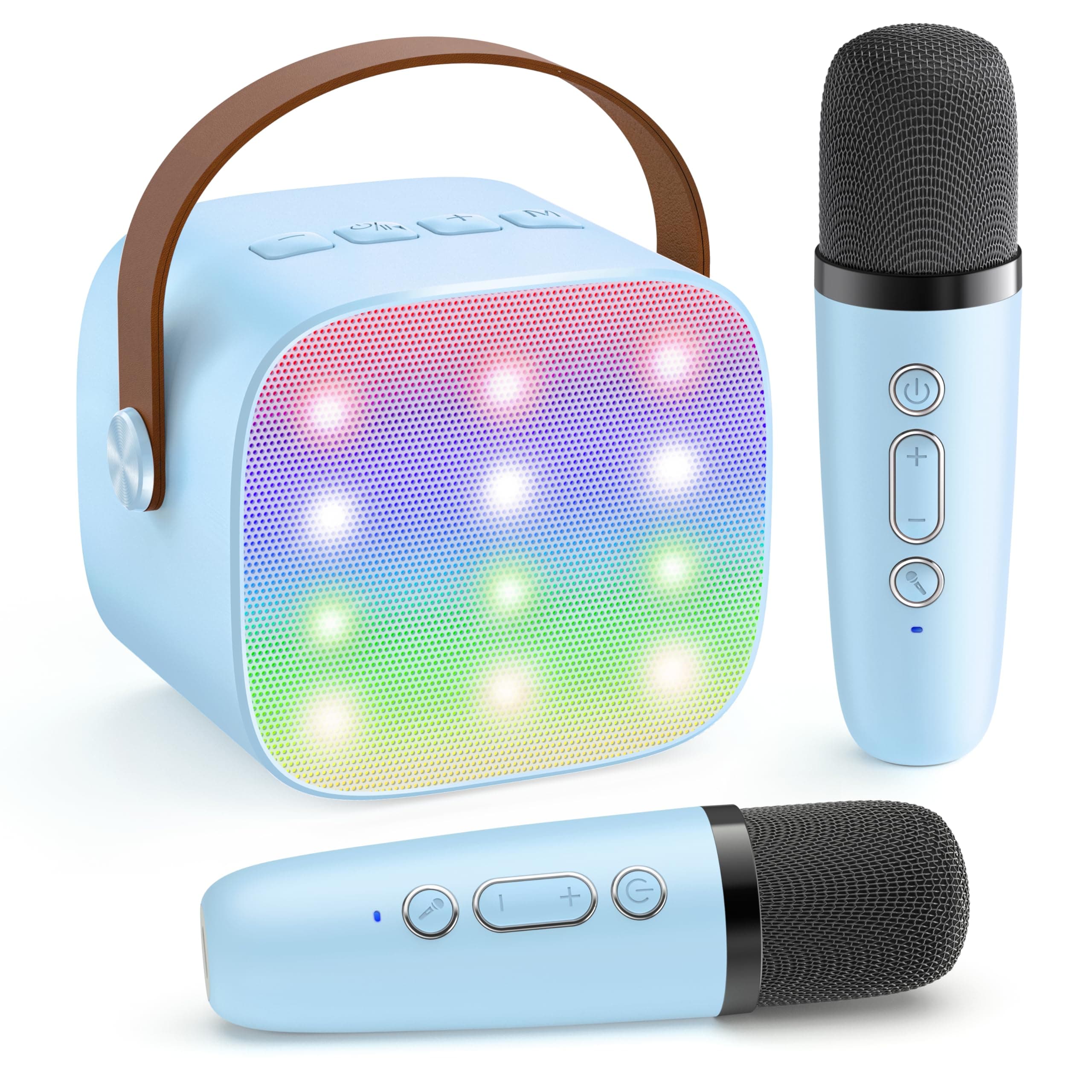 Karaoke Machine for Kids, Portable Bluetooth Speaker with 2 Wireless Microphones,18 Pre-Loaded Songs, Birthday for 3 4 5 6 7 8 + Year Old Boys Toys - MULTICOLOR