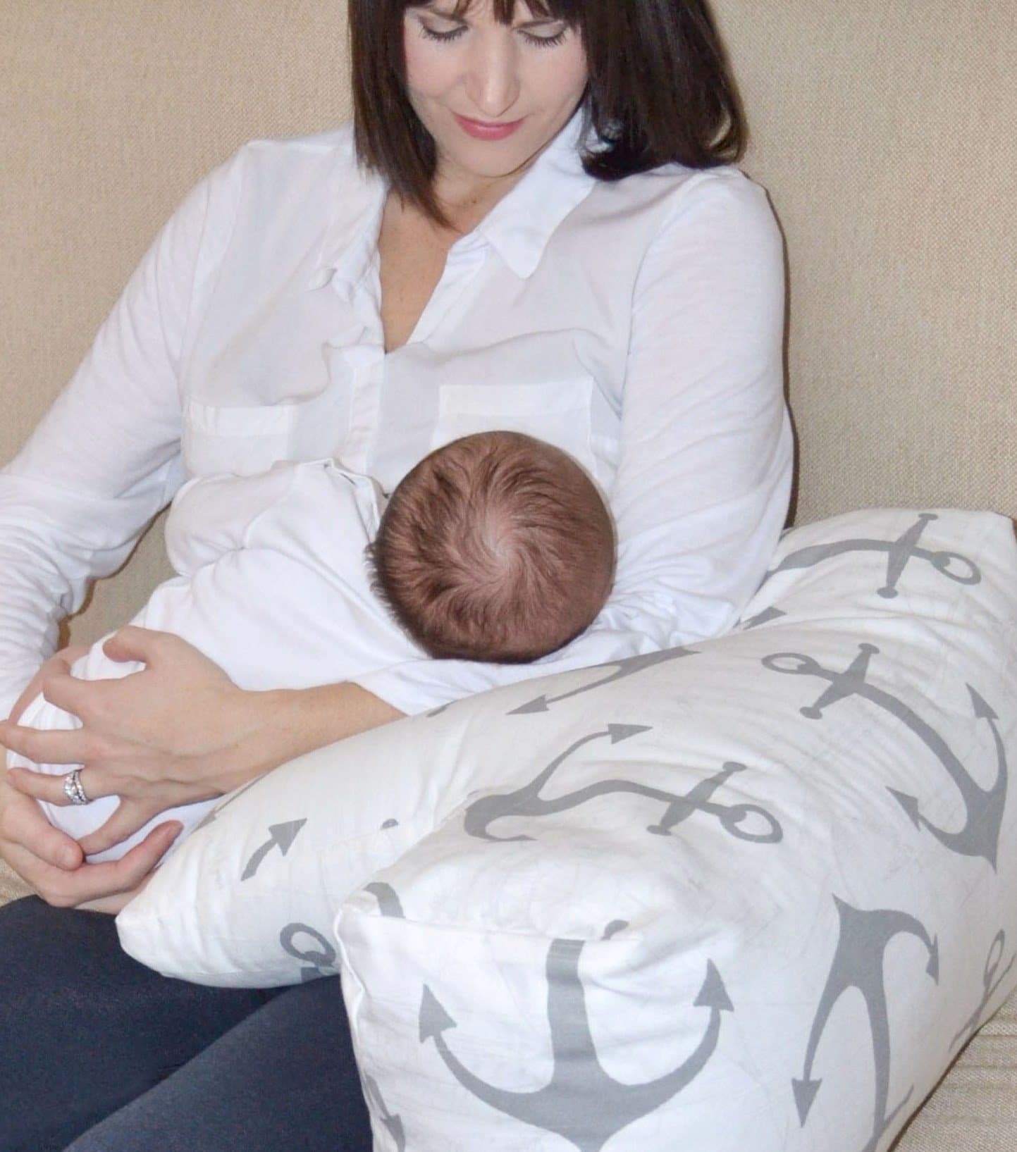 Angled Nursing Pillow for Breastfeeding Hooked On You Ash