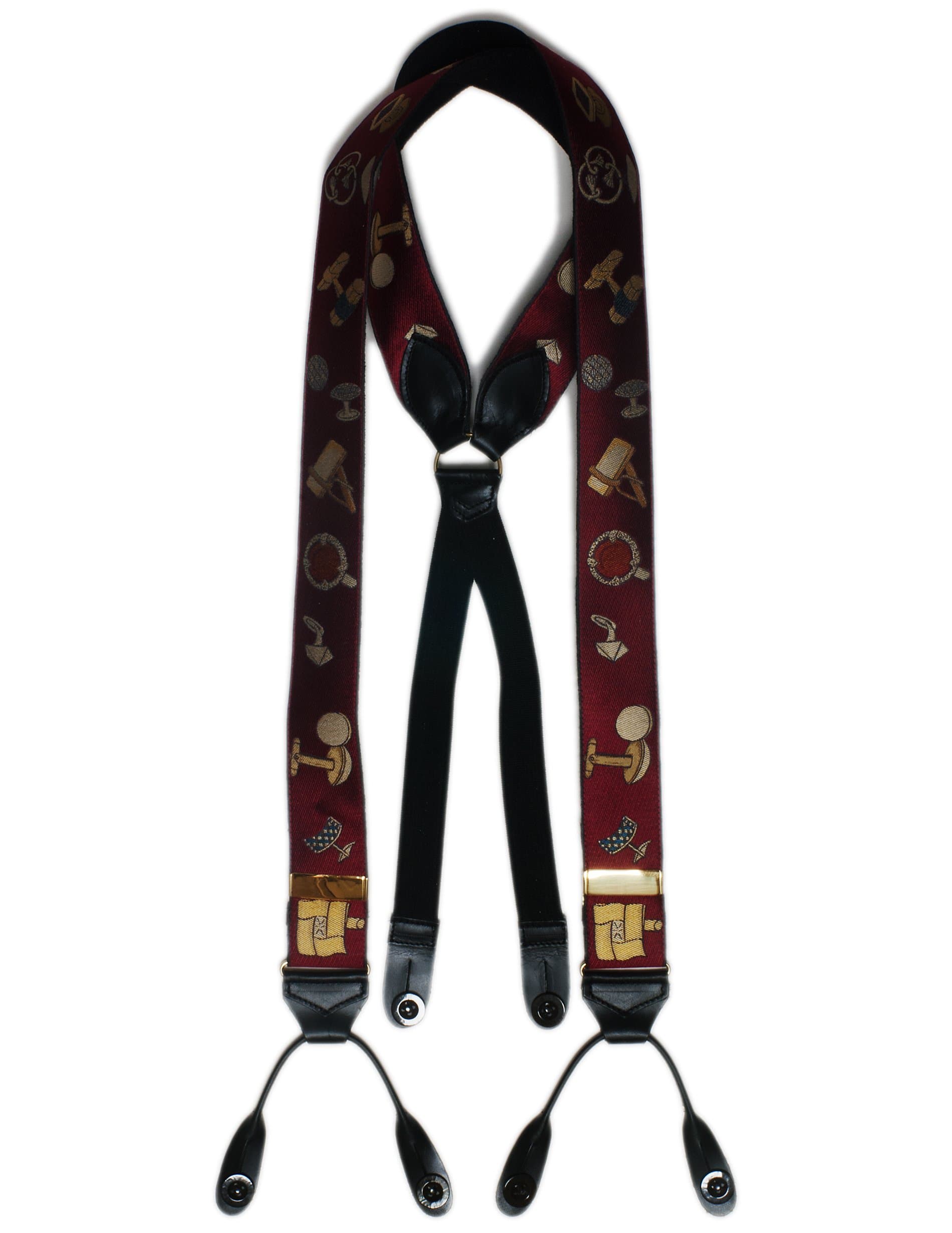 Albert Thurston Cuff Links silk braces. Red/Gold. One Size