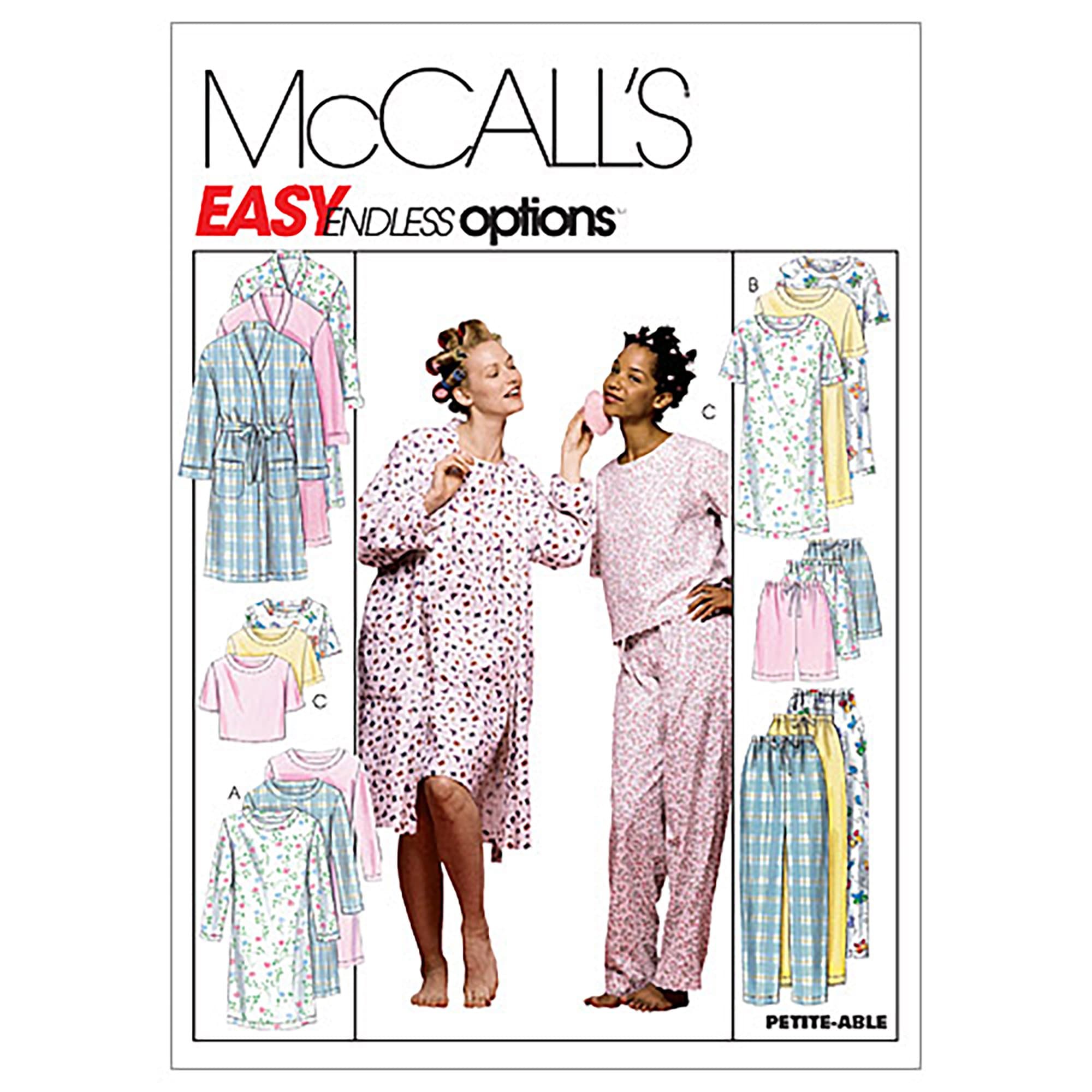 McCall's Patterns M2476 Misses' Robe, Nightgown Or Top and Pull-On Pants Or Shorts, Size Y (SM-MED-LRG)
