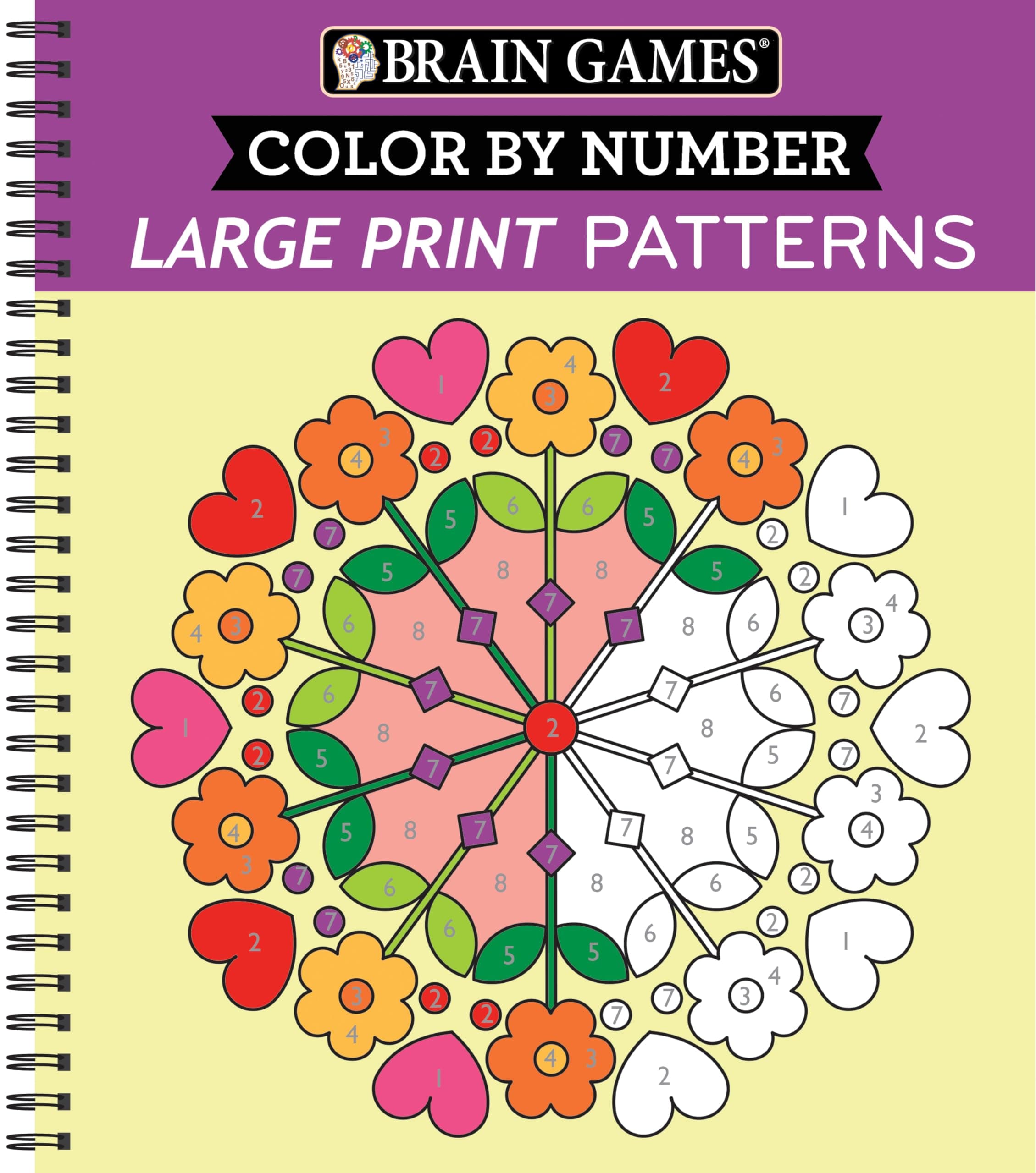 Brain Games - Easy Color by Number: Large Print Patterns (Stress Free Coloring Book)