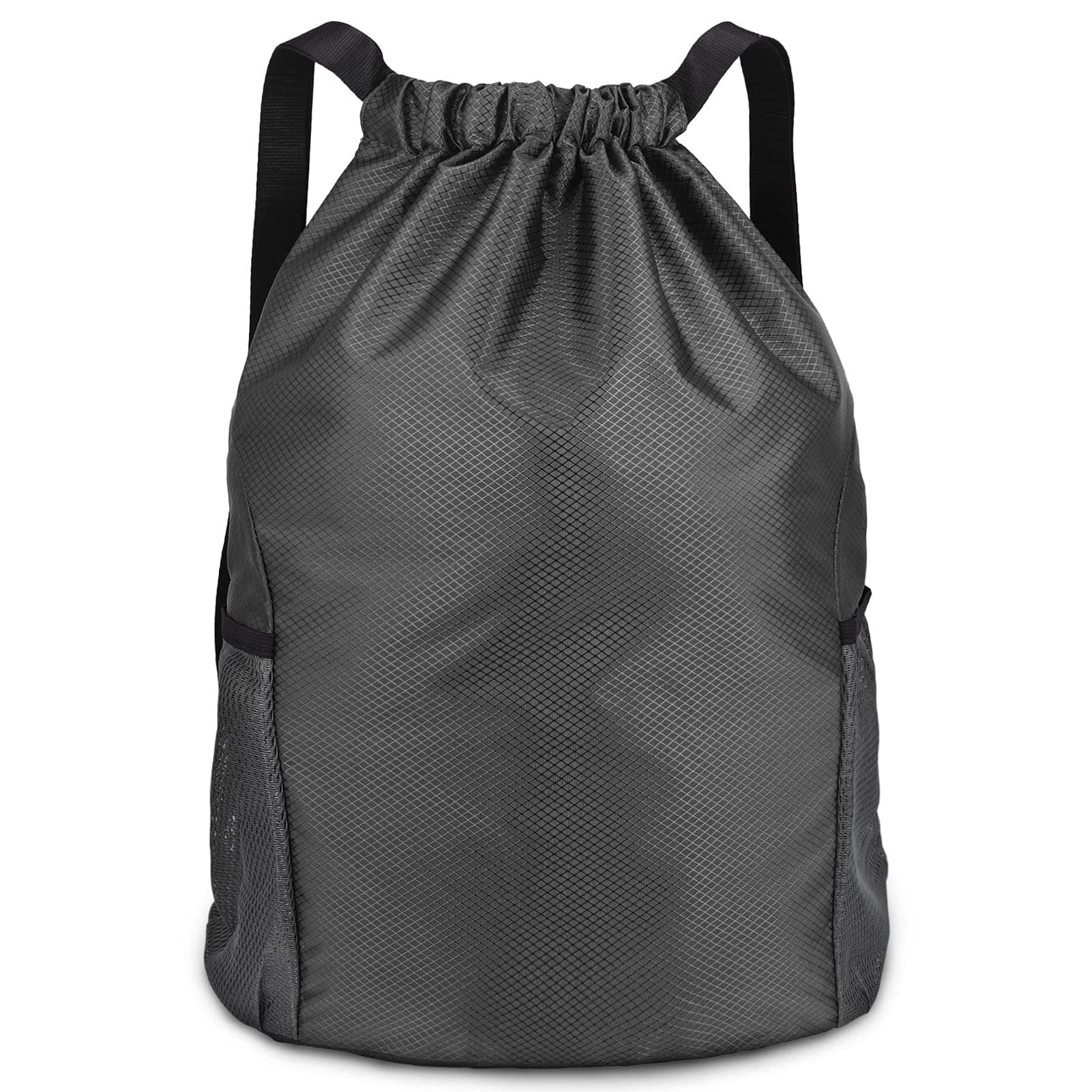 Dacitiery Drawstring Gym Bag, Gym Sack, Drawstring Backpack, Unisex PE Bags Drawstring with Outside Zipper, Sport Gym Sack Bring Two Side Pockets, Large Drawstring Bag