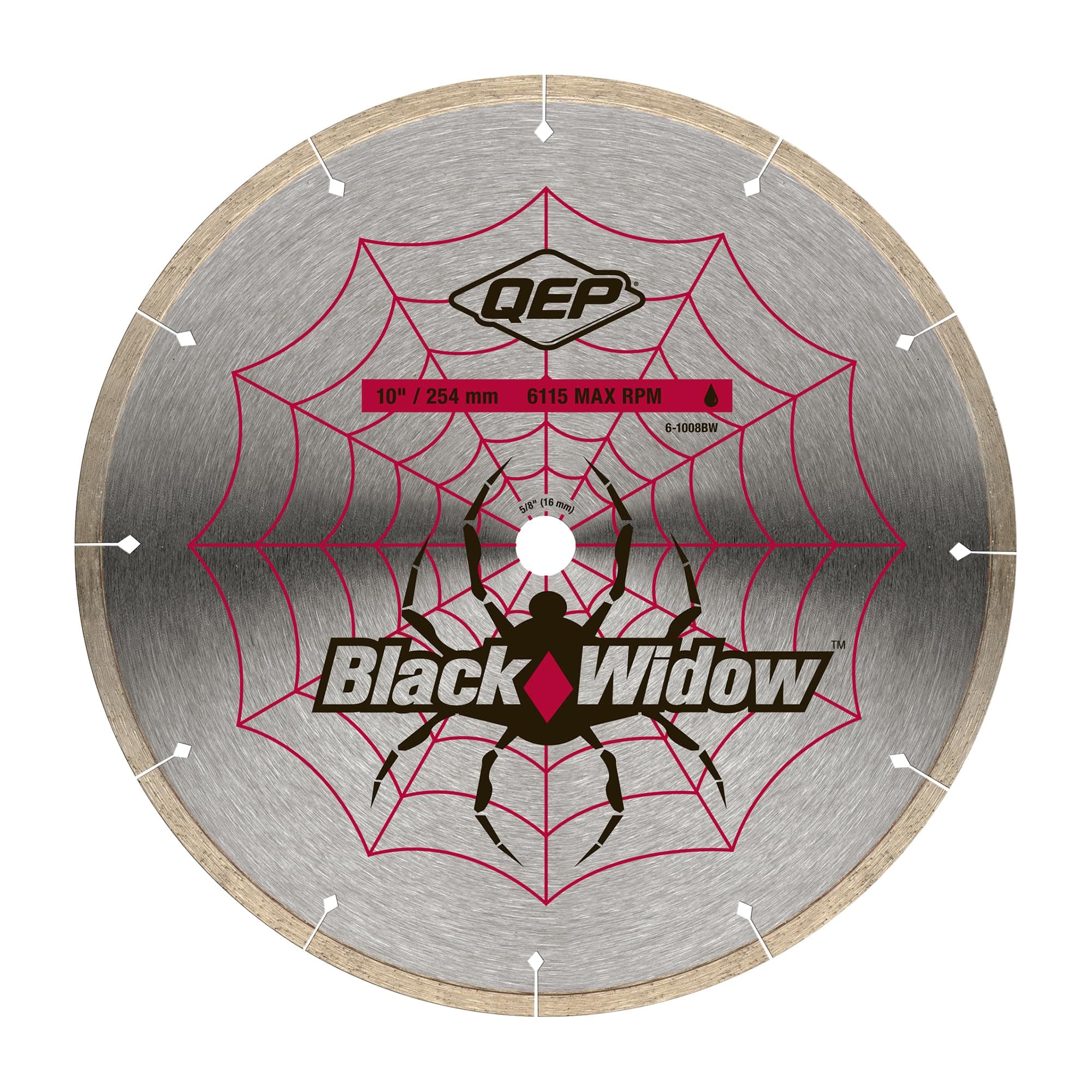 QEP 10" Black Widow Premium-Grade, Thin Rim Diamond Blade for Wet Cutting of Porcelain, Ceramic, Granite and Marble Tile