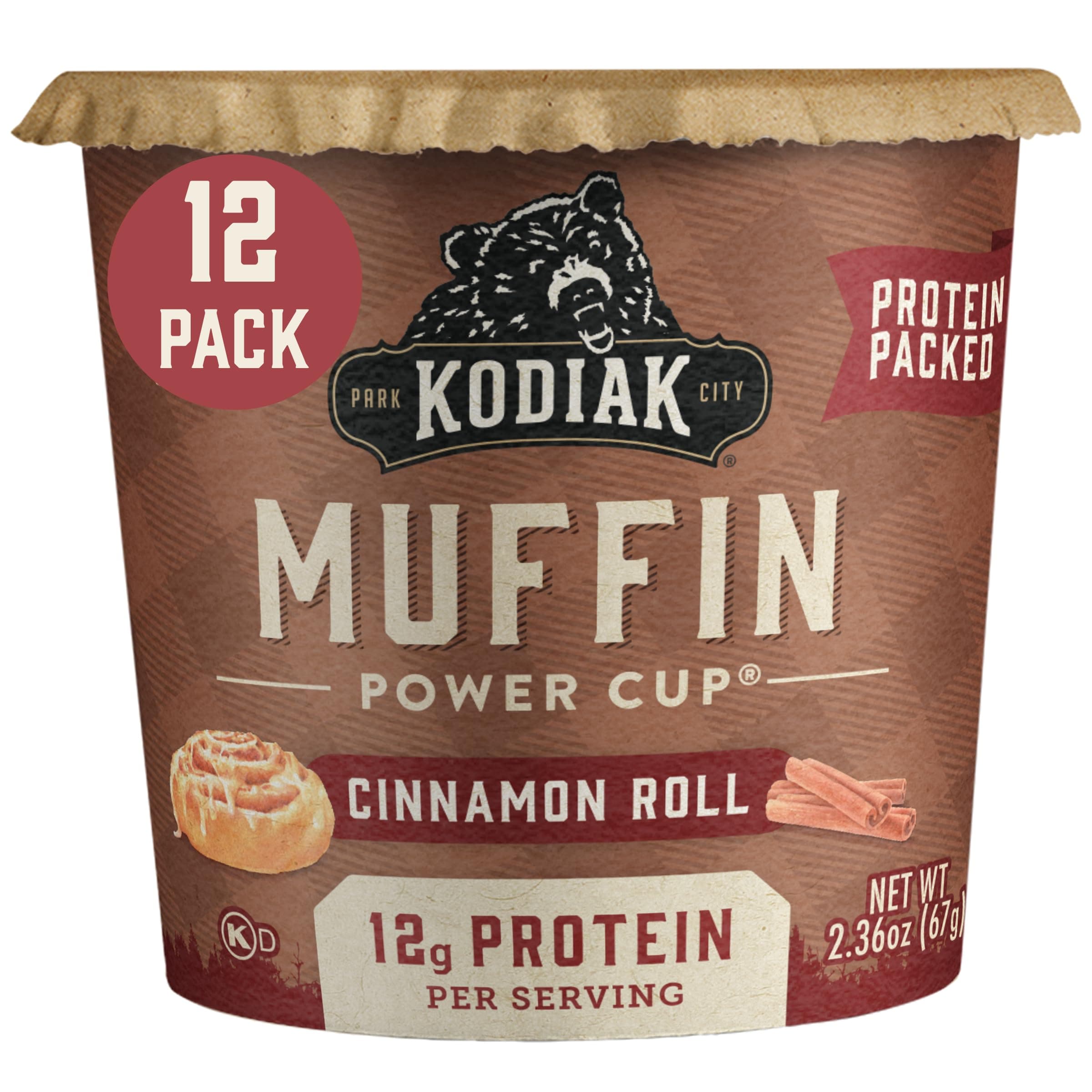 Kodiak Cakes Minute Muffins, Cinnamon Roll, 2.36 Oz (Pack of 12)