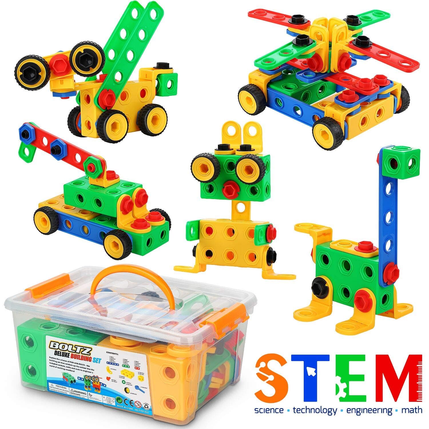 Fivejoy 103 PCS Big Construction Building Toys, Creativity Educational Children's Toys for Toddlers, Firm Building Blocks Set & STEM Learning Gift with Storage Box for Age 3+ Boys & Girls