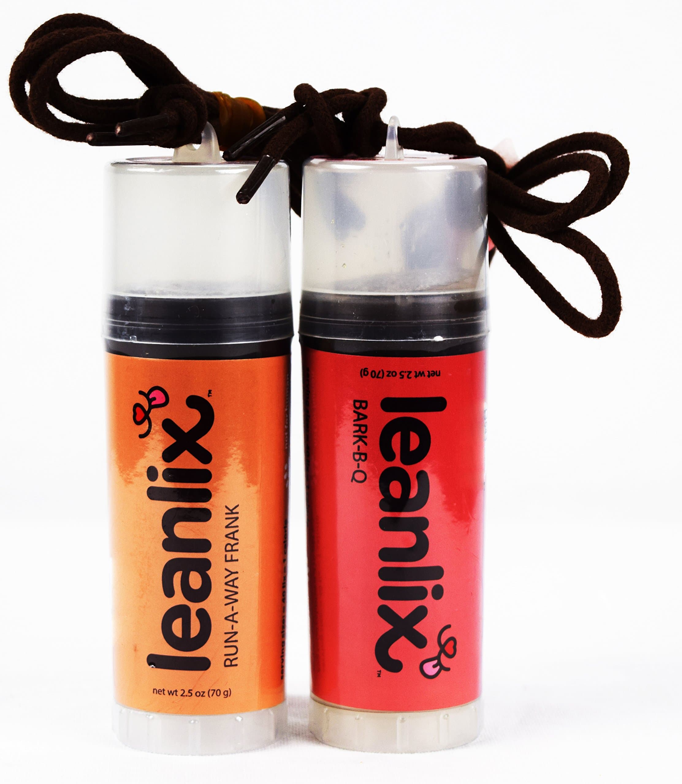 leanlix Run A Way Franks and Bark B Q Bundle, 2 Pack (5 x 1.5), Delicious Natural Lickable Dog Treat, Easy to Carry Anywhere You Go