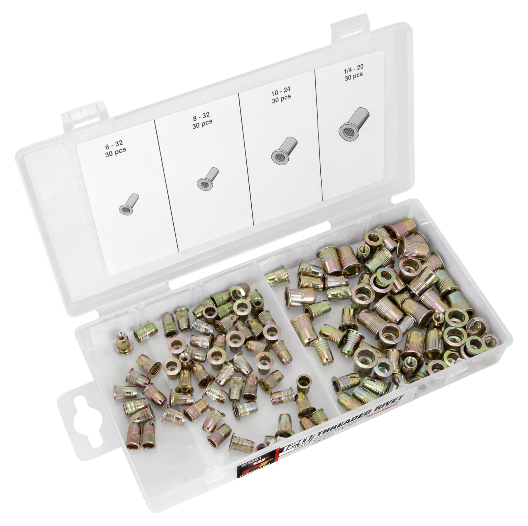 Performance Tool W5251 Rivet Assortment (120Pc Sae Threaded)