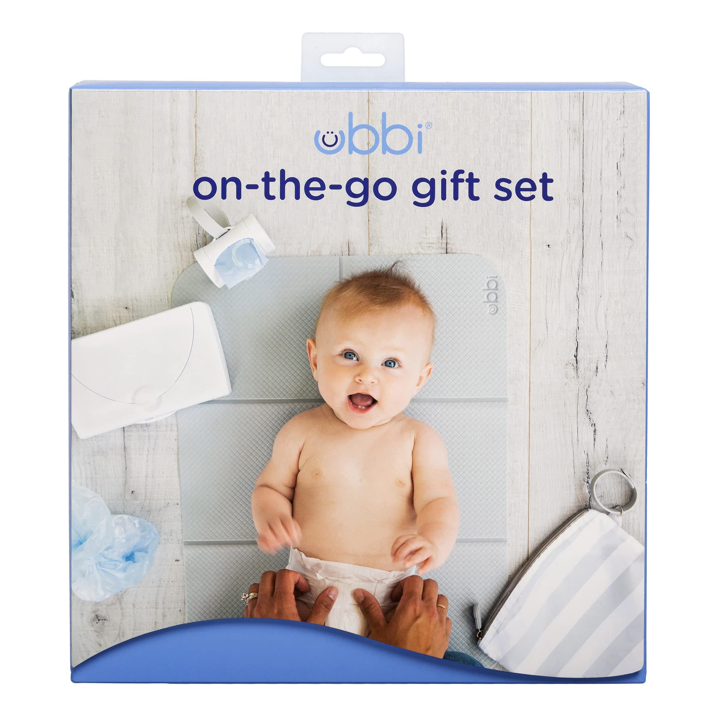Ubbi On-The-Go Gift Set, Baby Essentials, Includes Portable Changing Pad, Wipe Dispenser, and Bag Dispenser, Newborn Baby Essential