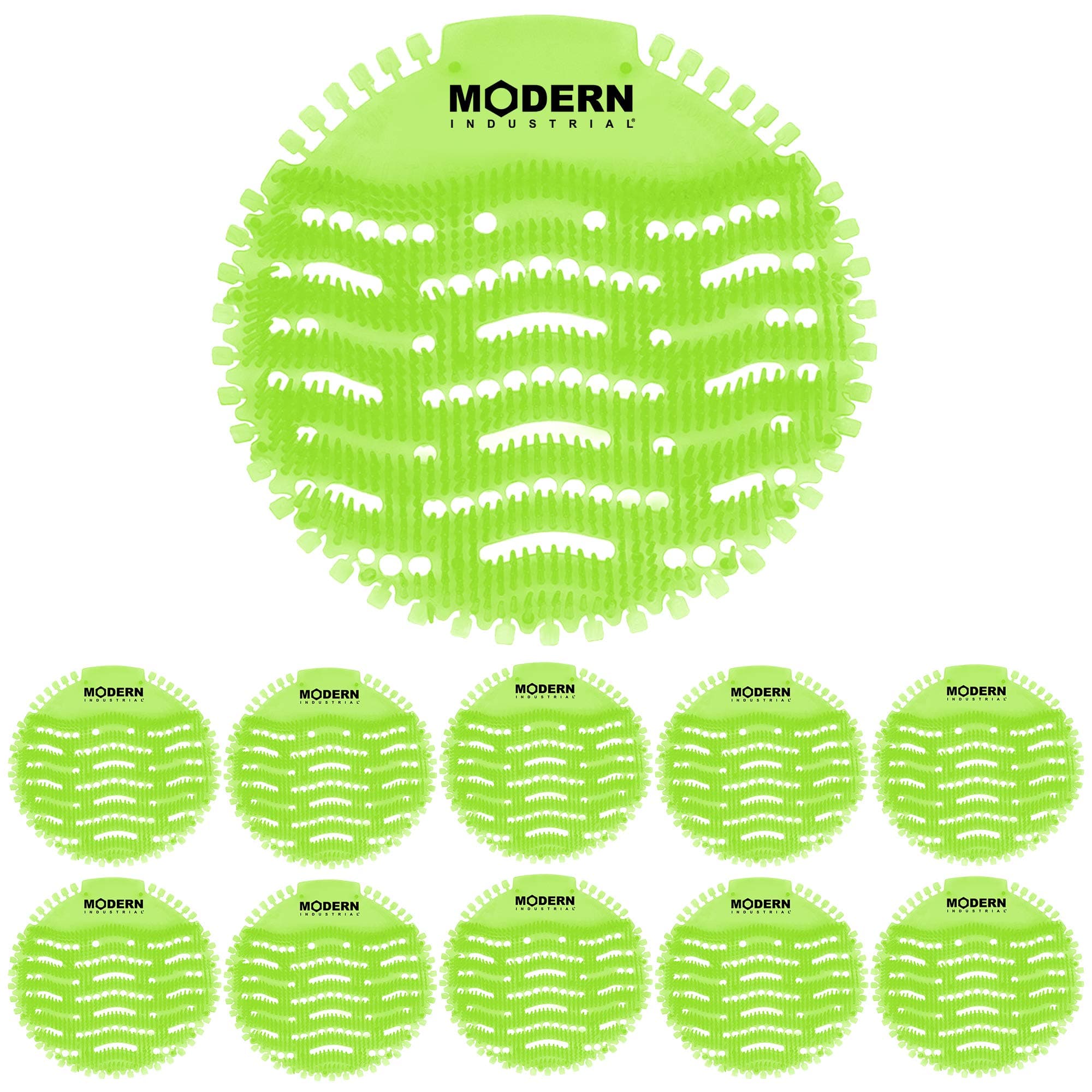 Urinal Screen & Deodorizer (10-Pack) by Modern Industrial - Fits Most Top Urinal Brands at Restaurants, Offices, Schools, etc. (Green Mint)