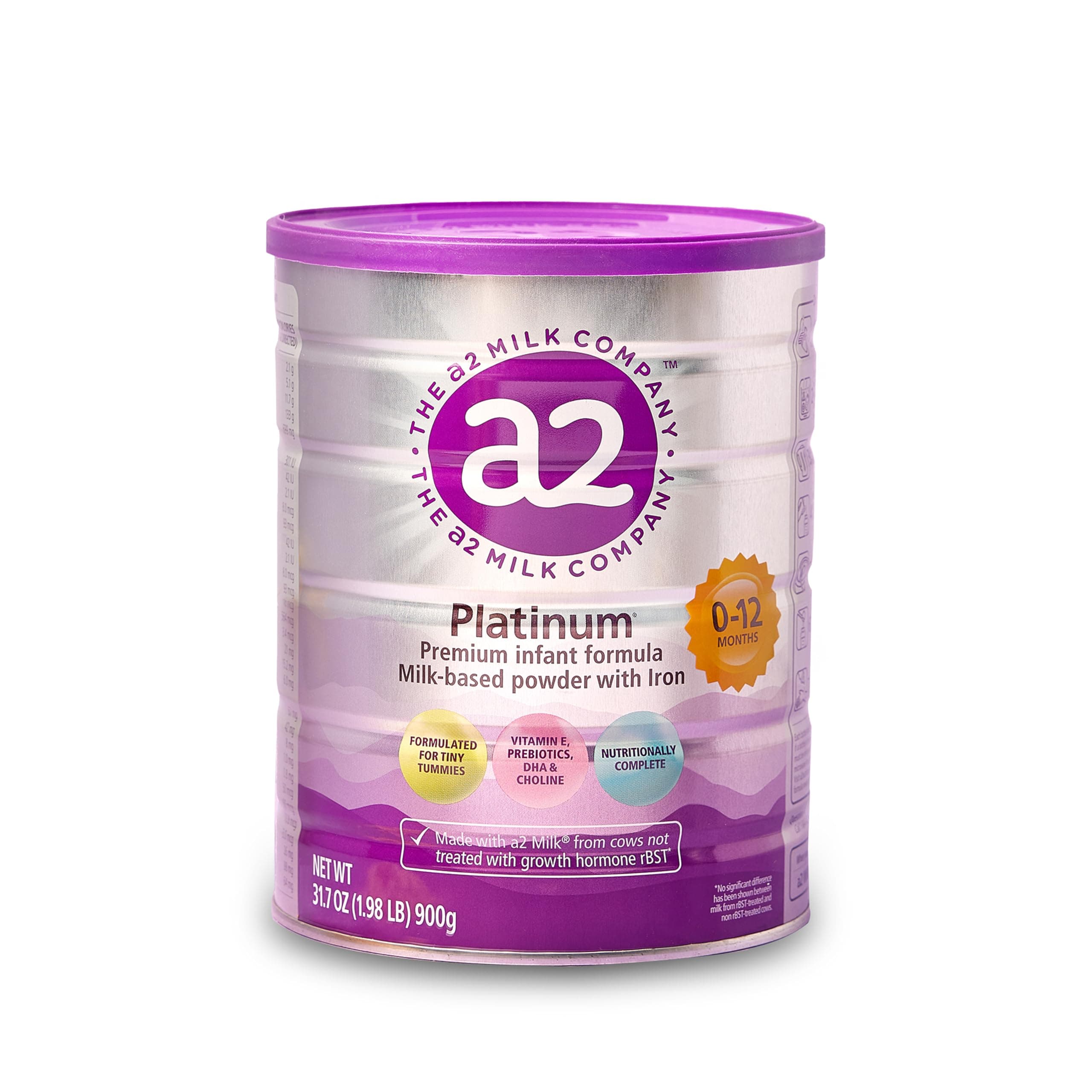 a2 Platinum® Premium Infant Formula for Babies Ages 0-12 Months, Whole Milk Powder-Based Formula with Iron, Nutritionally Complete, Made with Pure and Natural a2 Milk®, 31.7- oz Can, Pack of 6