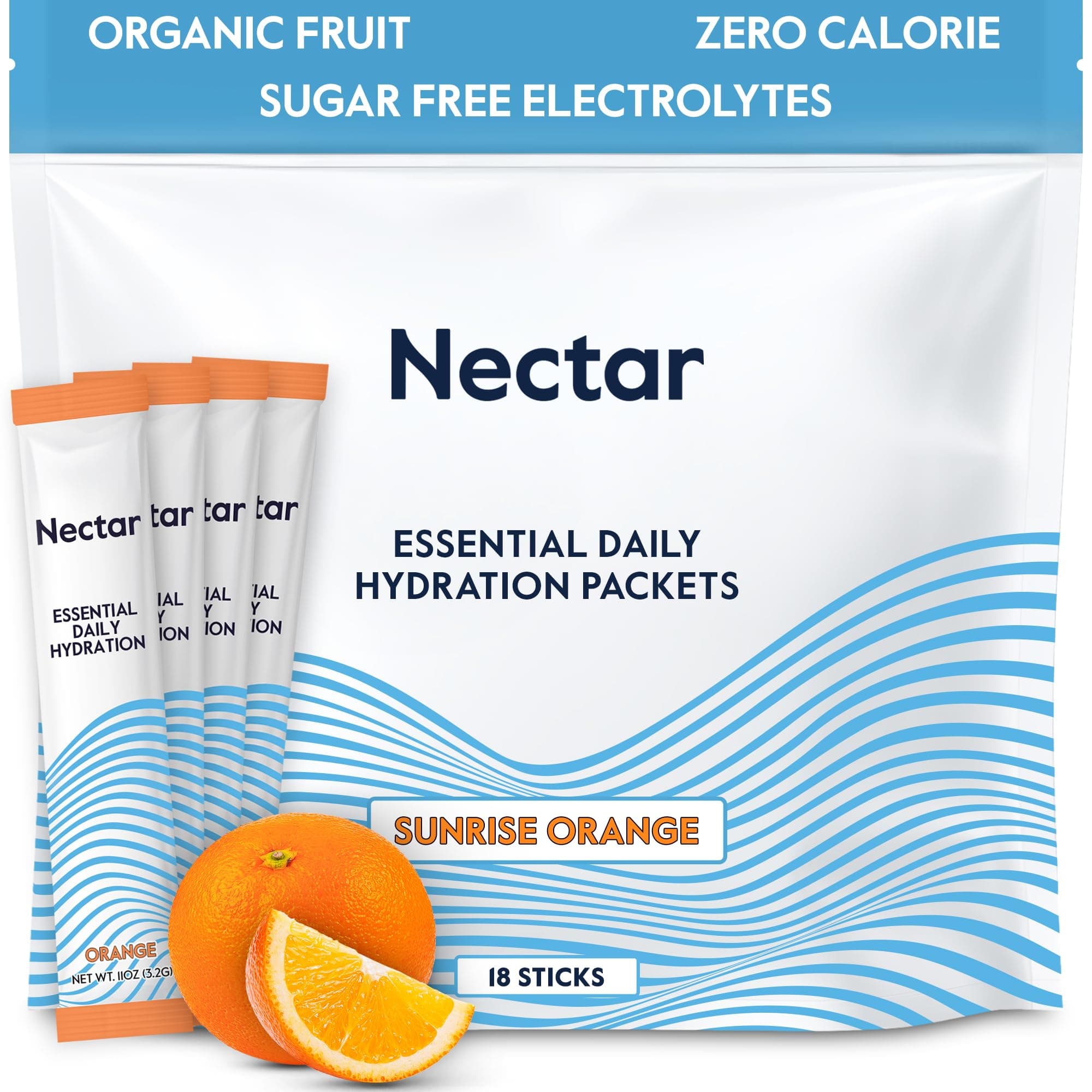 Hydration Packets - Electrolytes Powder Packets - No Sugar or Calories - Organic Fruit Liquid Daily IV Electrolytes Powder for Dehydration Relief and Rapid Rehydration (Orange 18 Pack)