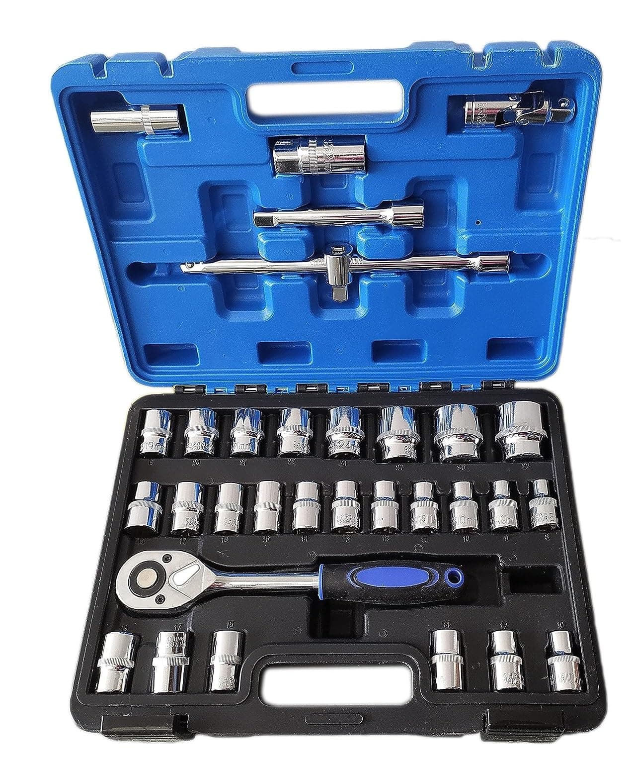 new 32pcs/set Heavy duty ½” Rachet Professional Wrench Socket Set Hardware Car Boat Motorcycle Repairing Tools Kit Multitool Hand Tools Car-Styling & Plastic Toolbox Storage Case Socket Set