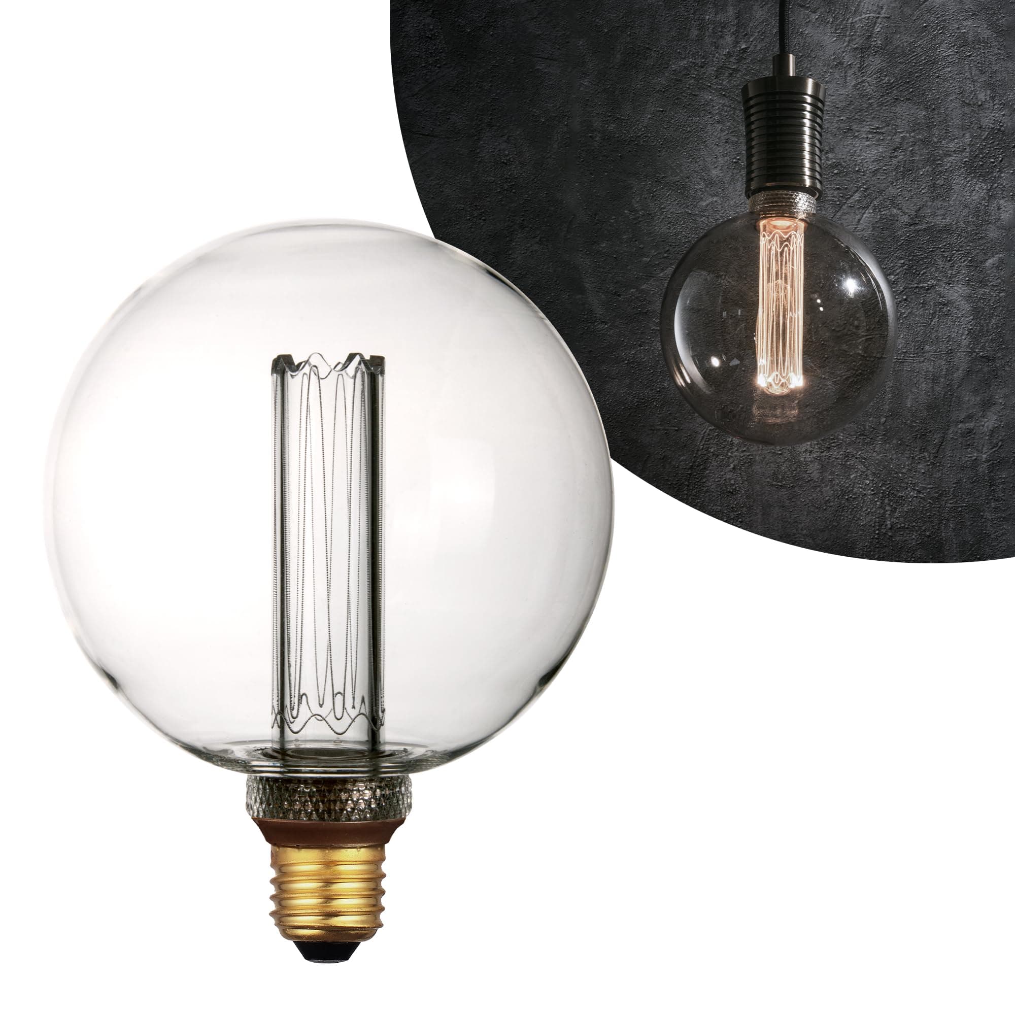 Large Globe Light Bulb, Vintage Edison Dimmable LED Bulb, 3.5W Low Lumen Eye-Caring Soft Dim Lighting for Mood(Not Daylight White), E26 Medium Base, Giant Round Glass Cover Clear RN G125