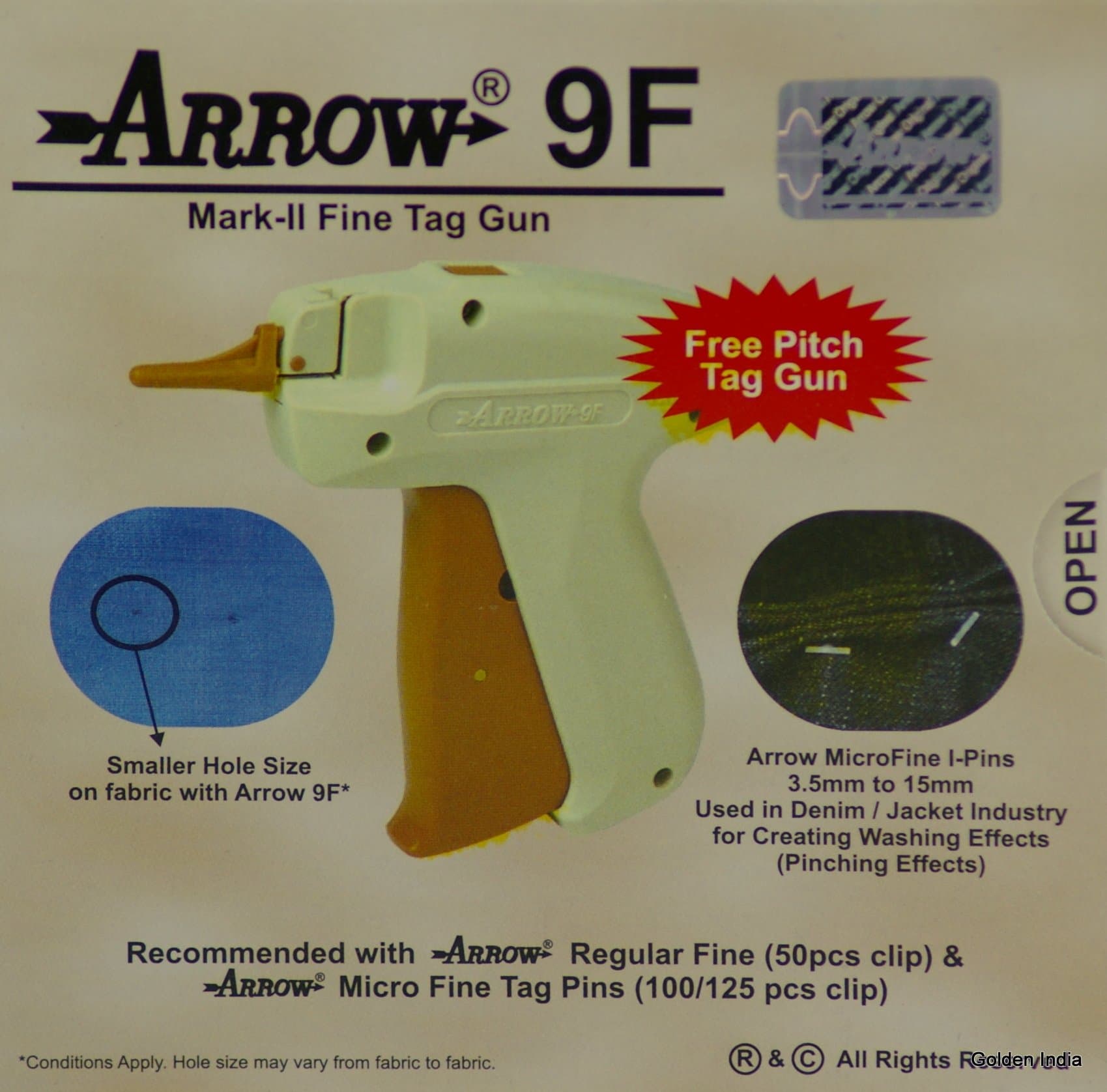 2 Arrow 9F FINE Mark II Tag Guns +5 Extra Needle +5000 ( Size 75mm ) ( 3" ) White Barbs ( Fasteners ) Price Label Clothing Tagging Attacher with Needle Combo