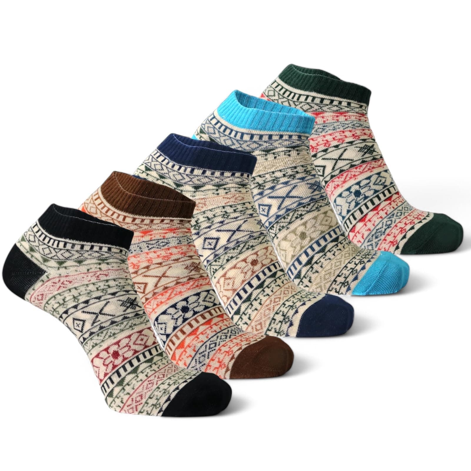 SOCKSCARVING Multicolour Micro-armed No-Show Socks for Unisex - Pack oF 5, Micro-armed No-show Edition Socks, Casual, Ankle Length, Unisex