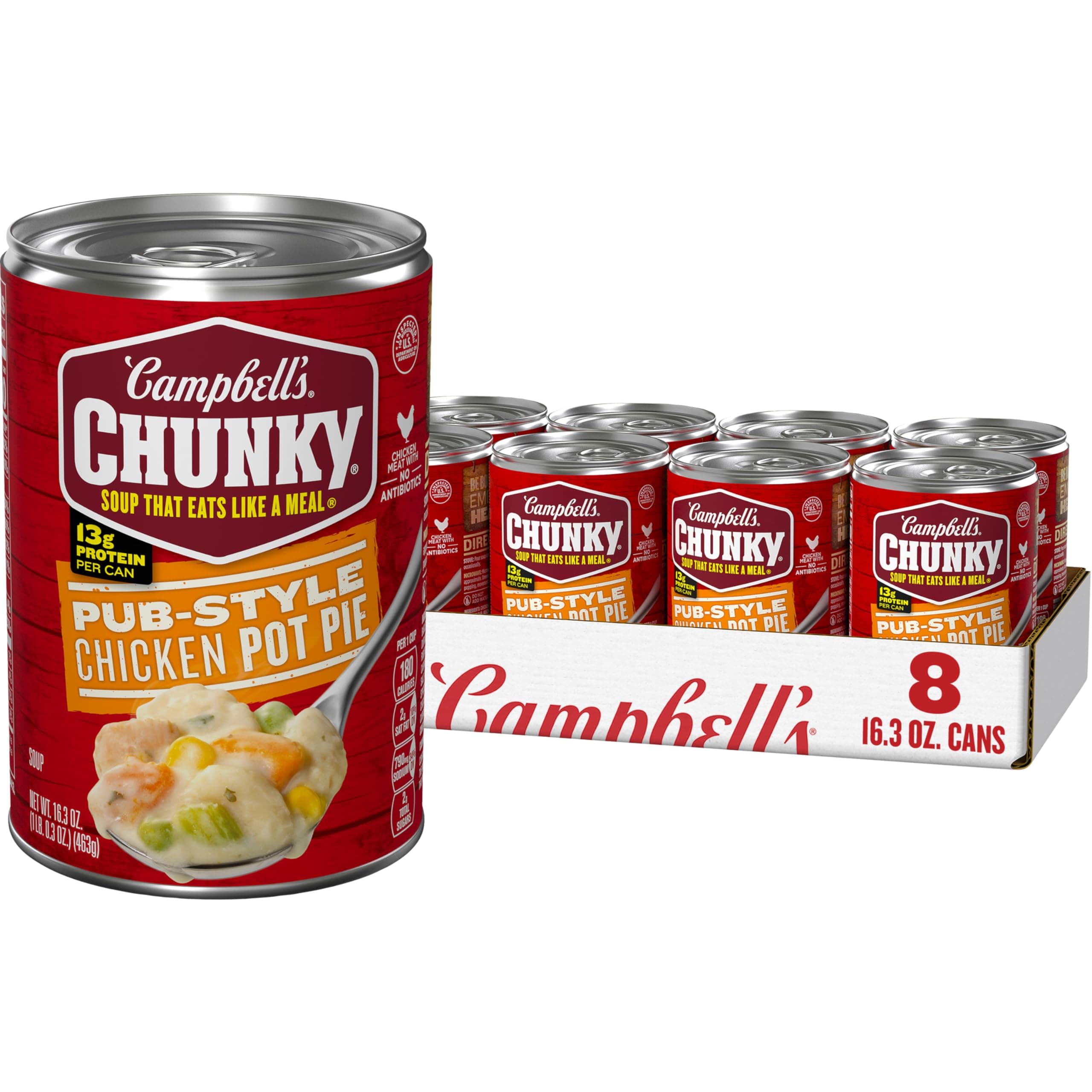Campbell’s Chunky Soup, Pub-Style Chicken Pot Pie Soup, 16.3 oz Can (Pack of 8)