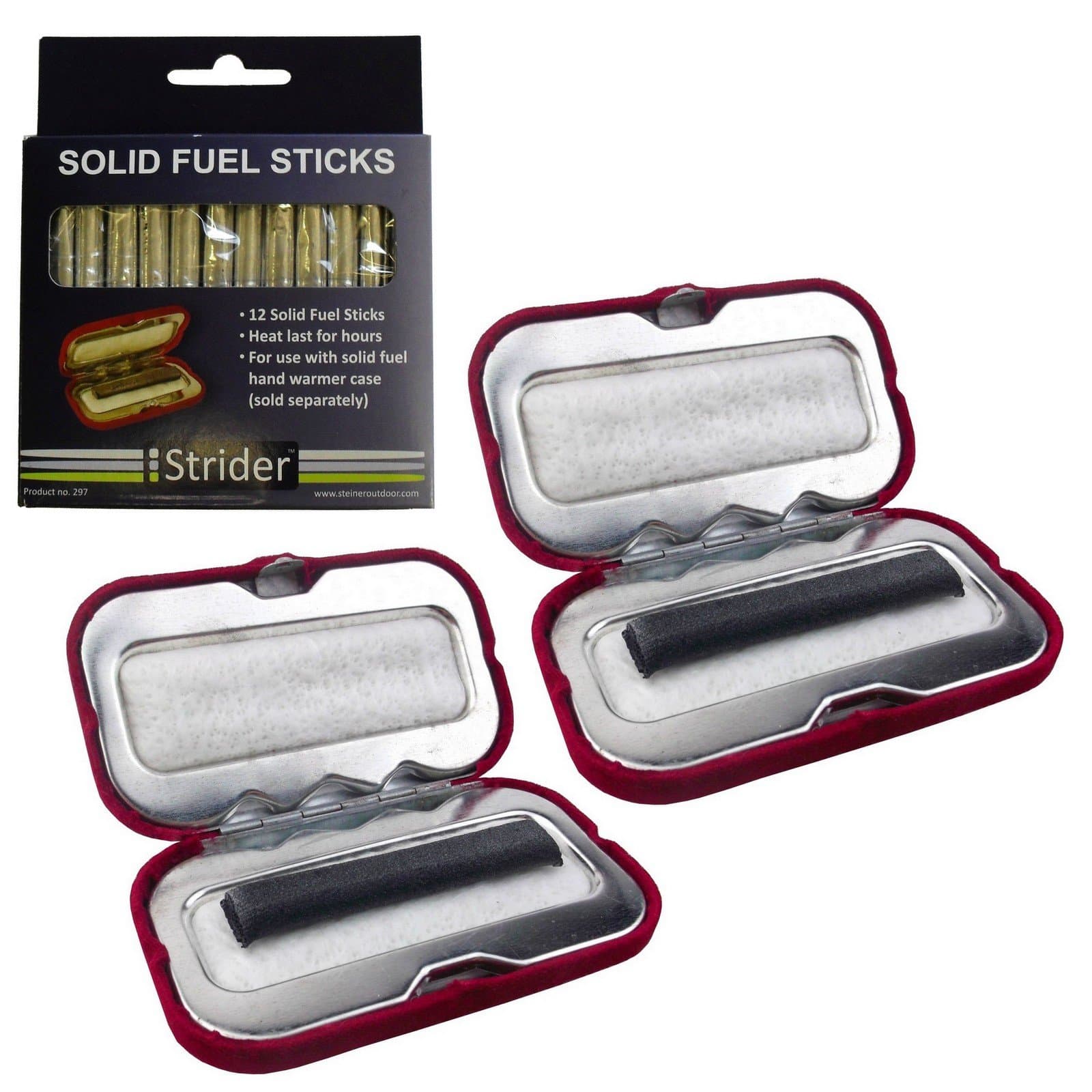 Value Pack: Strider Pocket hand warmers, pack of 2 and 12-pack of refill carbon sticks