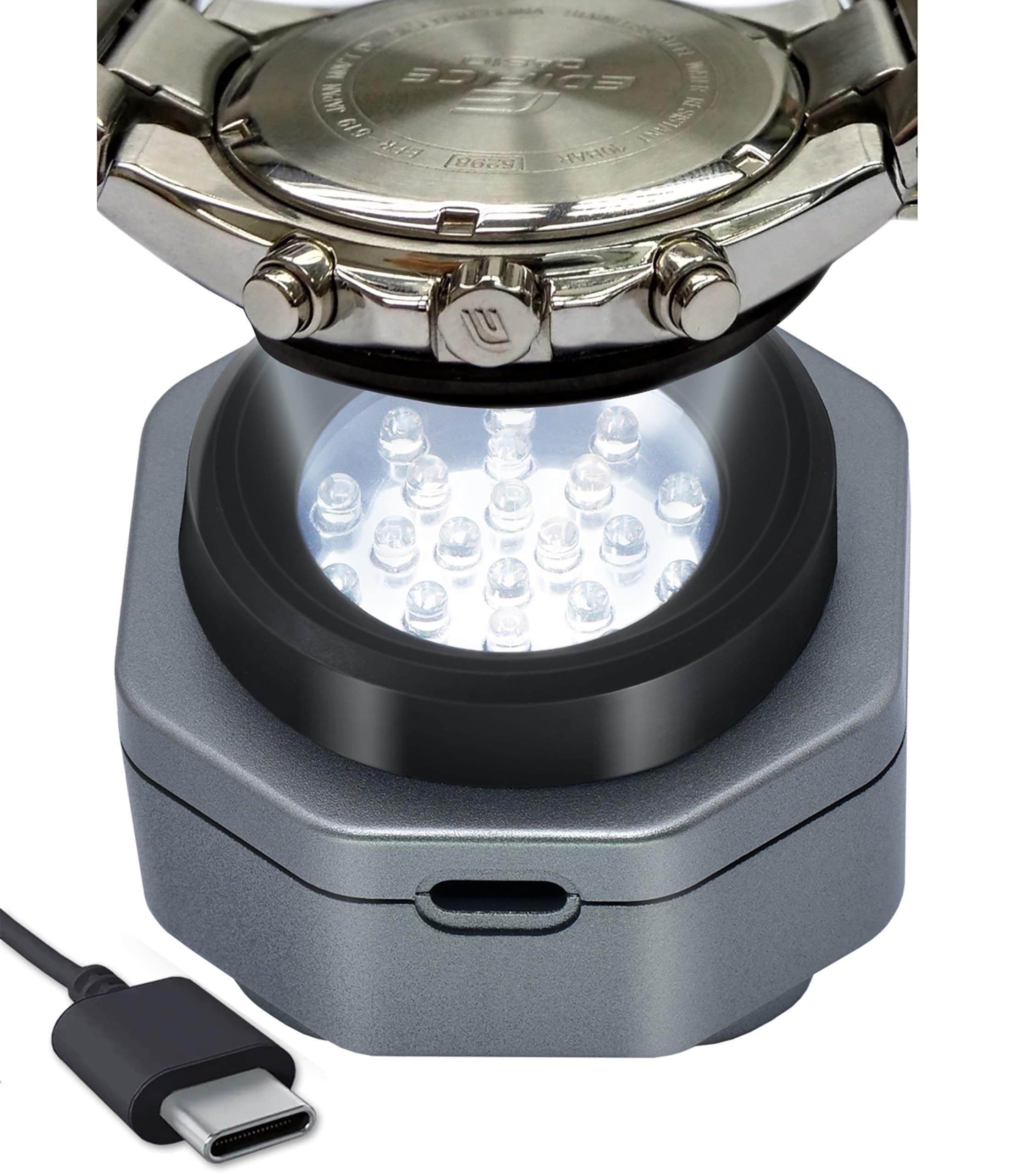 CoolFire (The Original) - USB-C UV Free Solar Watch Fast Charger for All Eco Solar Watches. Safe 24/7 Charging (No 8H Timer Needed). Reloj Hombre Solar Charger. Fits G-Shock, Citizen, Seiko, Garmin SV