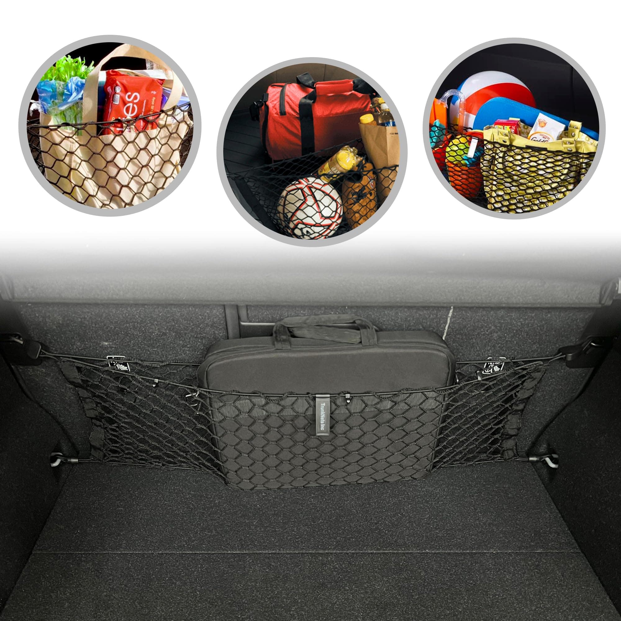 TN TrunkNets Inc Envelope Style Automotive Elastic Trunk Mesh Cargo Net for Volvo XC40 2018-2022 - Premium Trunk Organizers and Storage - Luggage Net for SUV - Best Car Organizer for Volvo XC 40