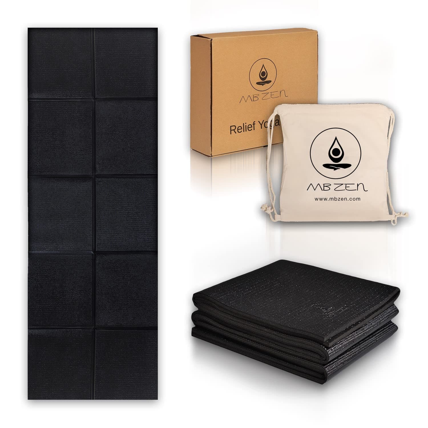 Home Non Slip 8 mm Yoga Mat - Extra Thick Foldable with Alignment Lines - Pilates Stretching Meditation - Large Double Sided Mat - 183x63cm