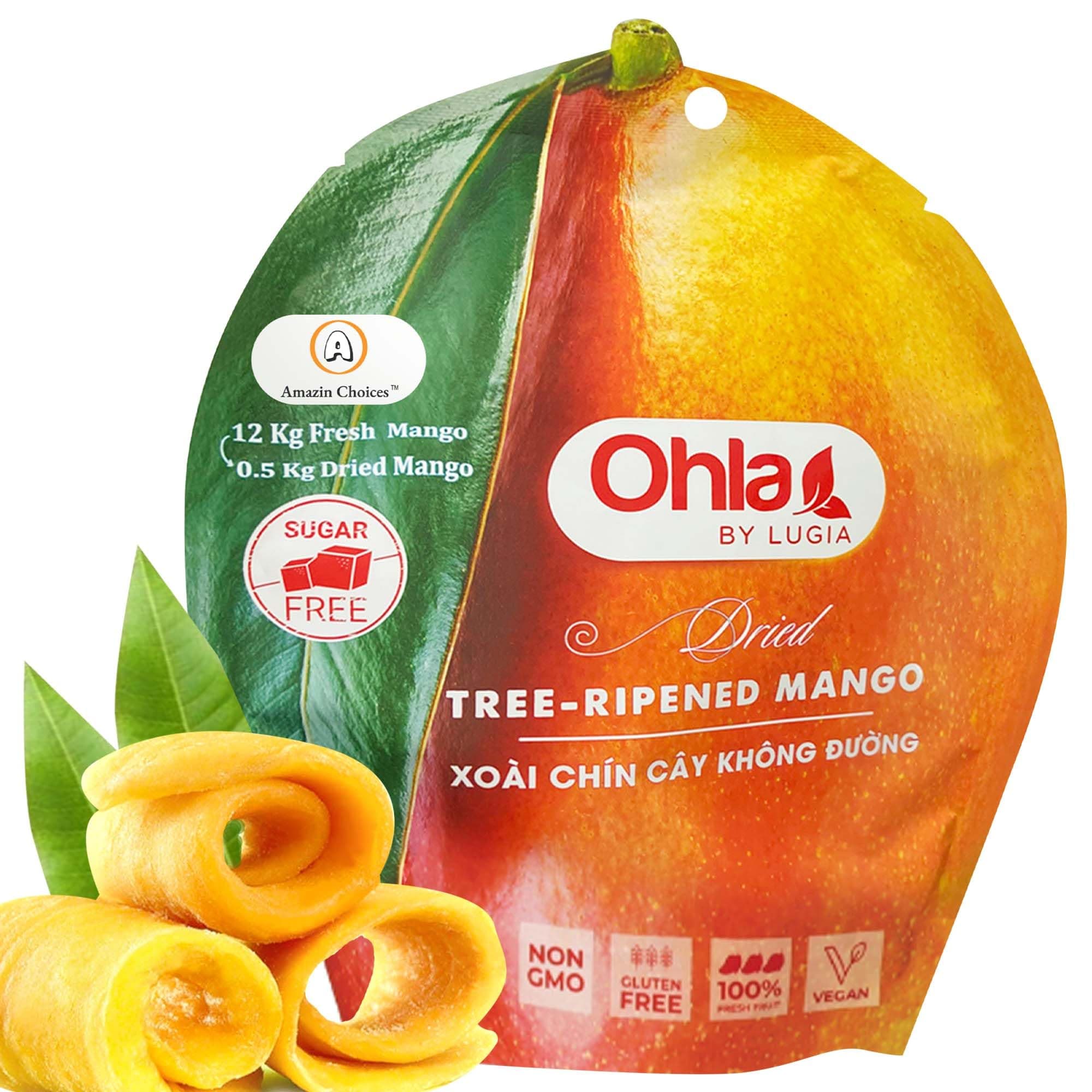 Tree-Ripened Dried Mango 7.05 Oz – Premium Unsweetened Mangoes Strips, Vegan, Gluten-Free, Non-GMO, Sugar-Free, Snack Viet, Fruit Snacks by Amazin Choices