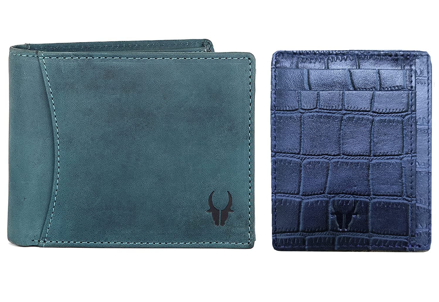 Leather Wallet for Men, 73BLUE HUNTER+CRD BLUE CROCO