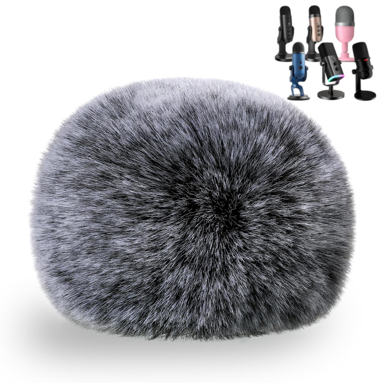 ZealSound Blue Yeti Pop Filter, Furry Microphone Windscreen Foam Cover for Yeti, Yeti X, Yeti Nano, Yeti Pro, ZealSound K66, AM8, SoloCast, Razer Seiren Mini & More USB Mics for Podcasting, Black