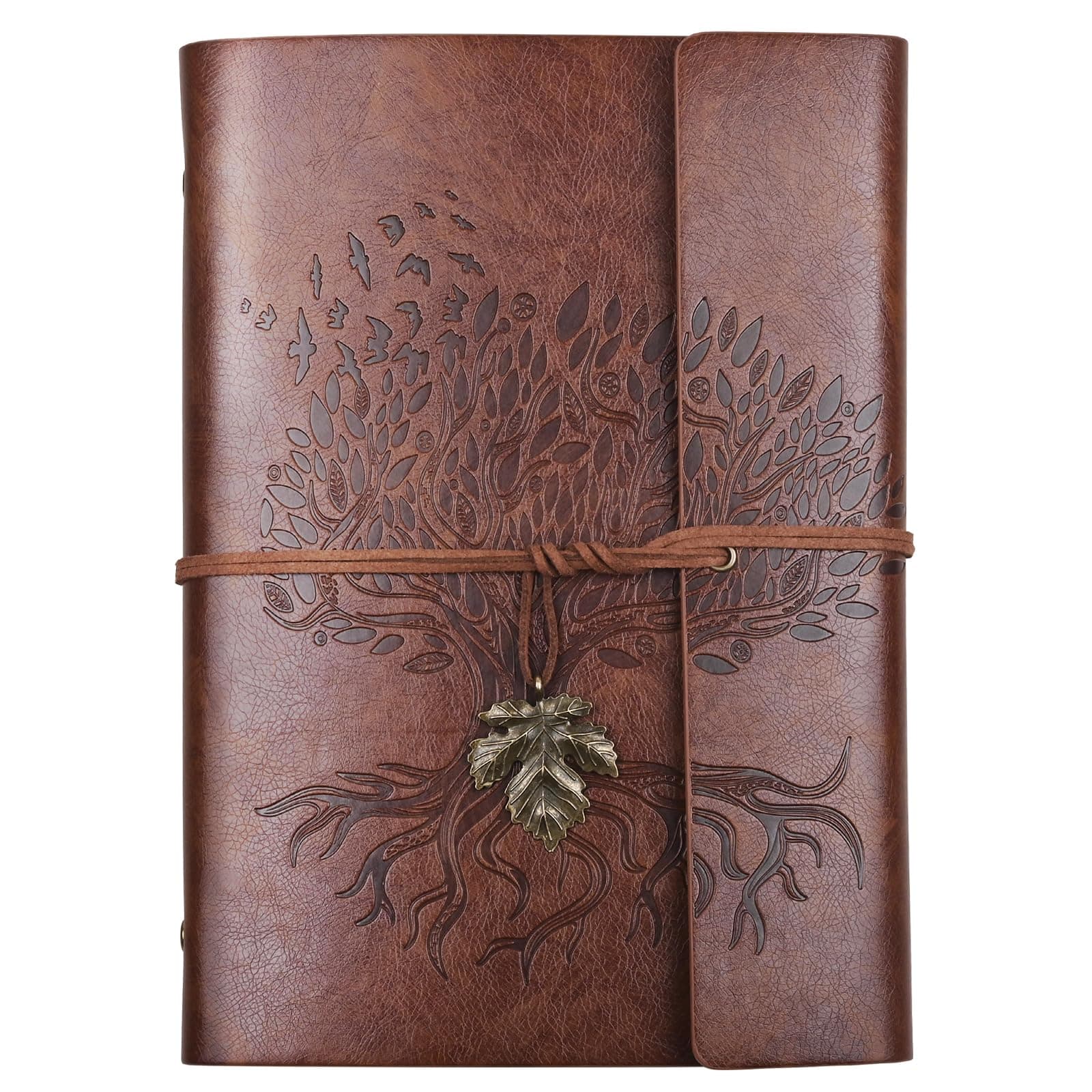 PU Leather Journal Notebook, Refillable Travel Vintage Writing Journals Diary, Gifts for Women, Men, Teen Girls and Boys, 100GSM Lined Paper,160 Pages(Brown, A5 9.2" x 6.5")