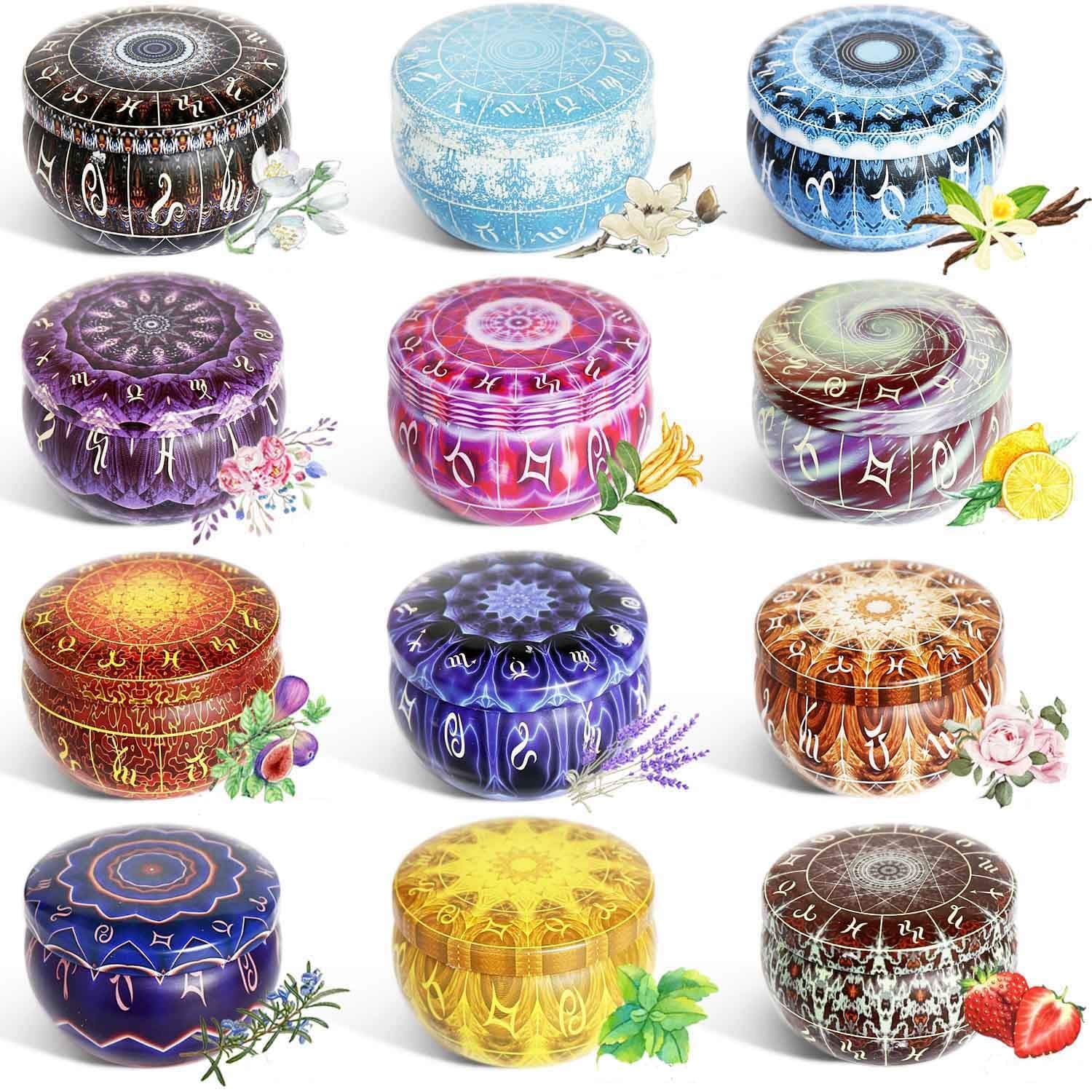 12 Pcs Candle Tin Jars DIY Candle Making kit Holder Storage case for Dry Storage Spices, Camping, Party Favors, and Sweets Gifts …