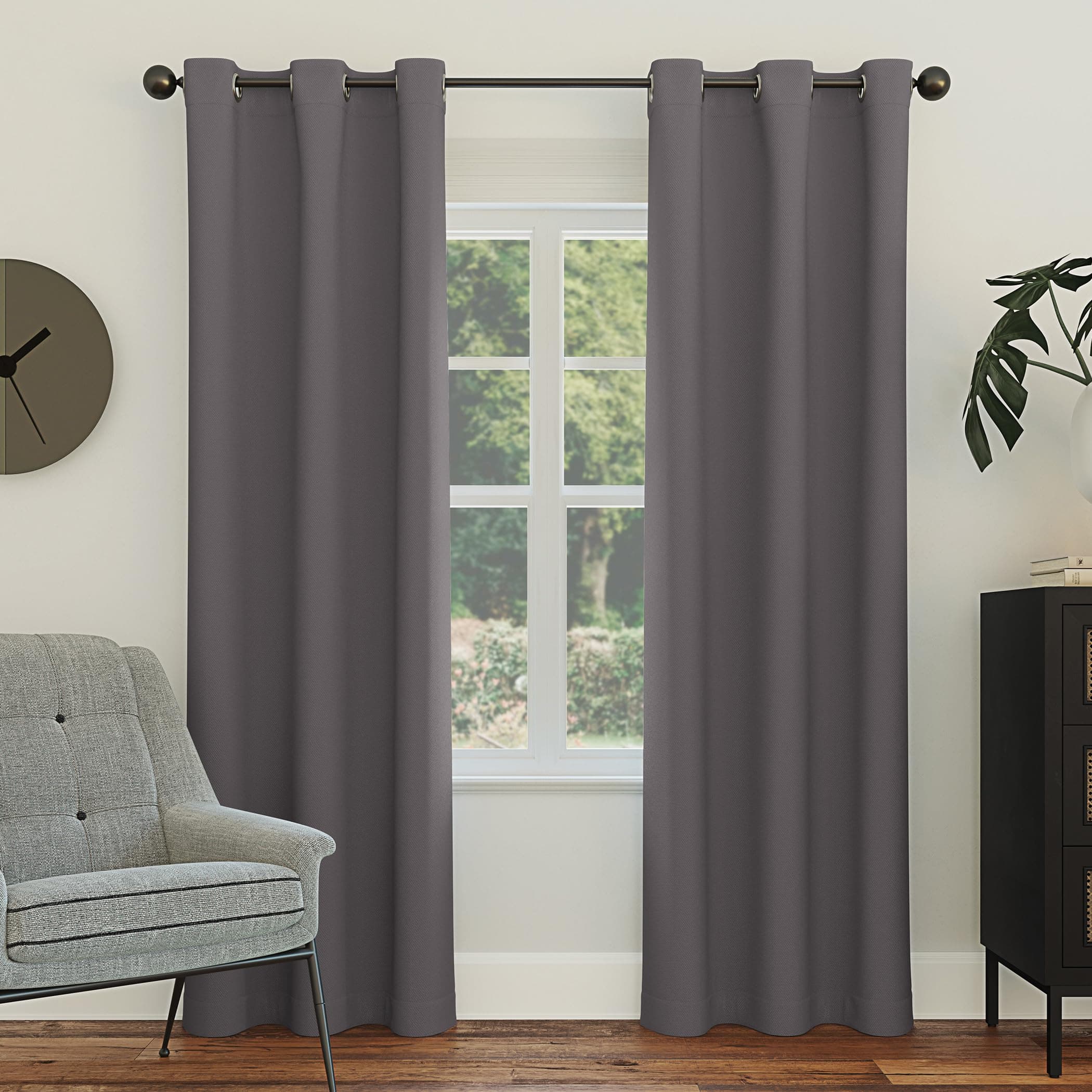 Easton Energy Saving Blackout Grommet Curtain Panel, 40" x 84", Charcoal