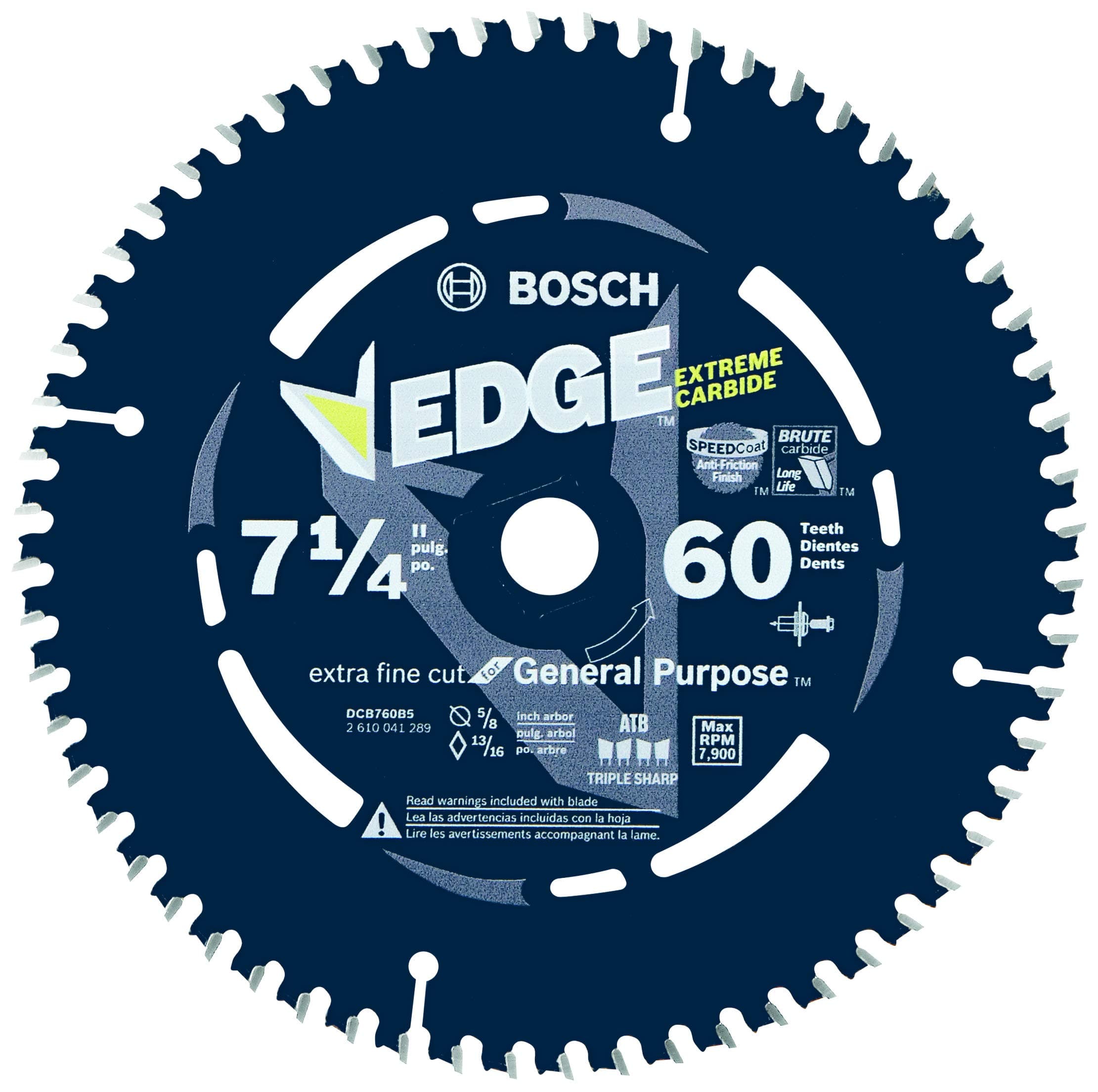 BOSCH DCB760 7-1/4 in. 60 Tooth Edge Circular Saw Blade for Extra-Fine Finish