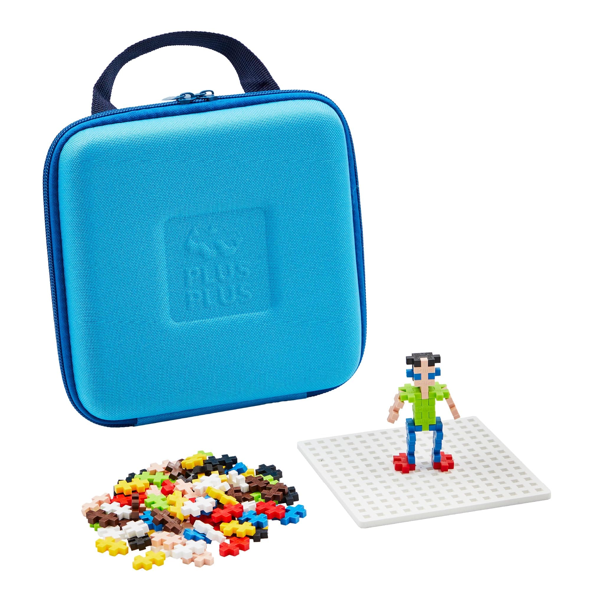 Plus Plus Building Set with Travel Case, 3D Open Ended Stem Toy for Kids, 100 Mini Interlocking Pieces, 1 Baseplate - Basic Mix