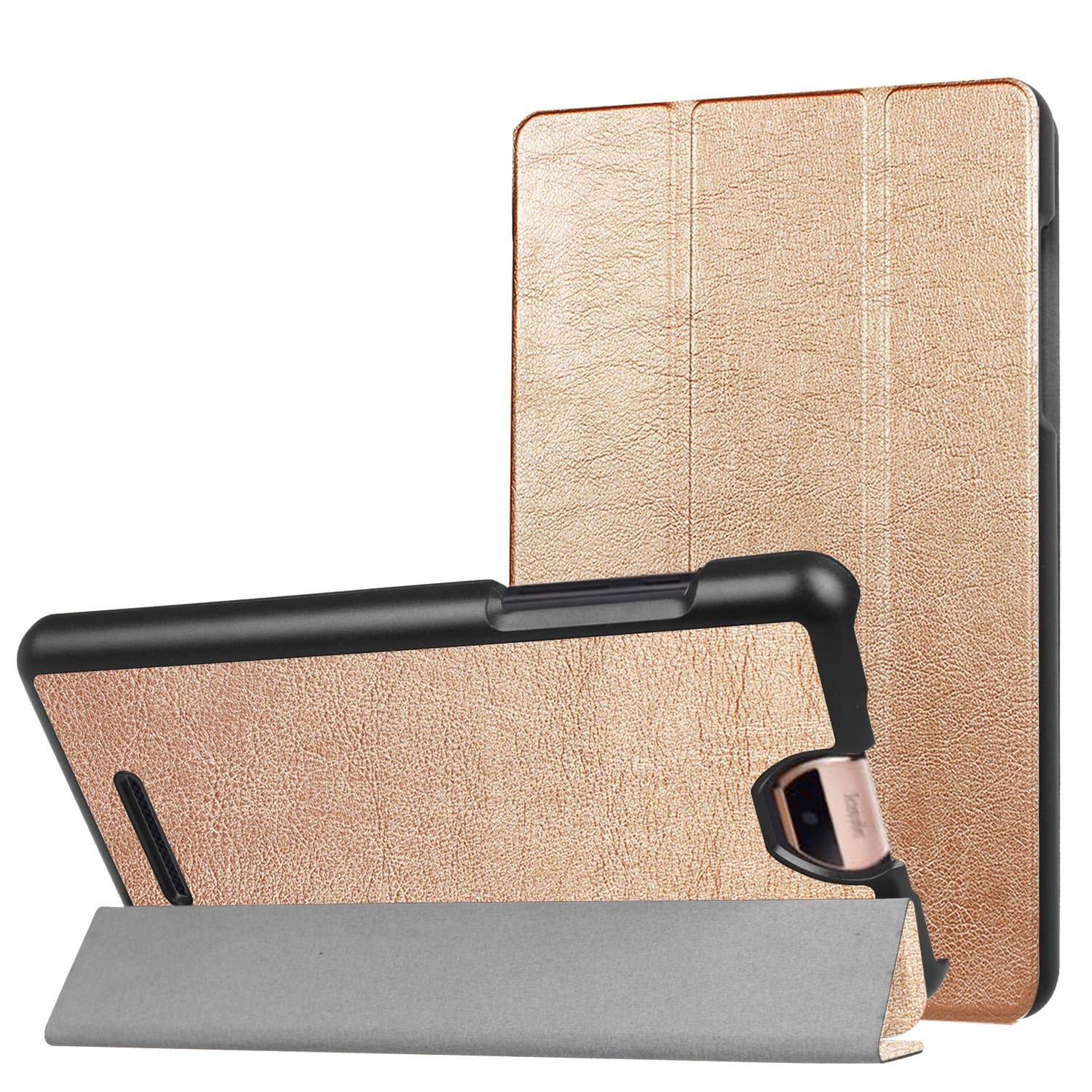 Acer Iconia Talk S A1-734 Case, Ultra Thin Smart PU Leather Case Cover 3 Fold Holder Stand Case Cover For Acer Iconia Talk S A1-734 Tablet 7 inch Tablet With Hard Shell (rose gold)