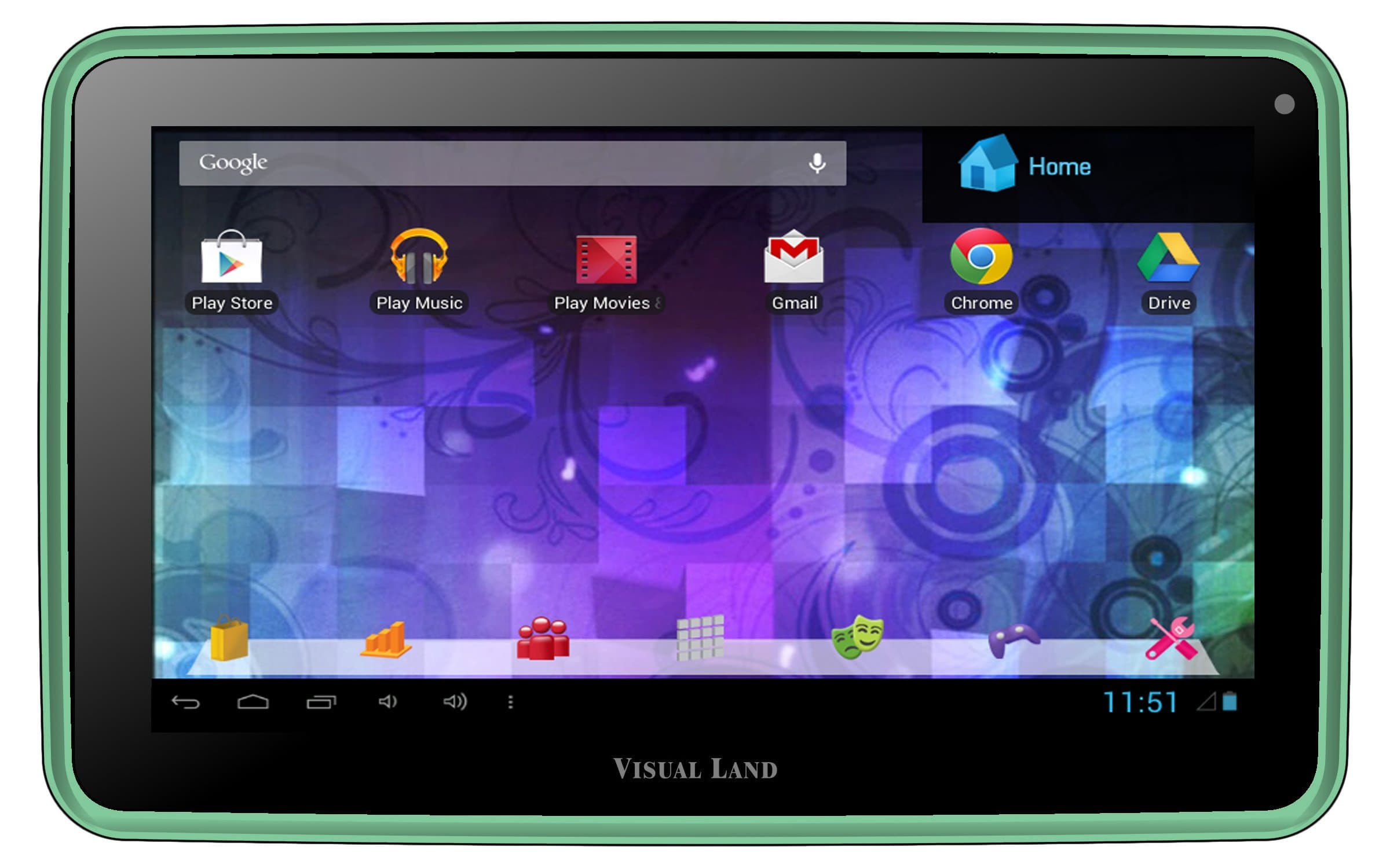 Visual Land Prestige PRO 7D-TC - 7" Dual Core 8GB Android Tablet with Case, JellyBean4.1, Google Play (Green)