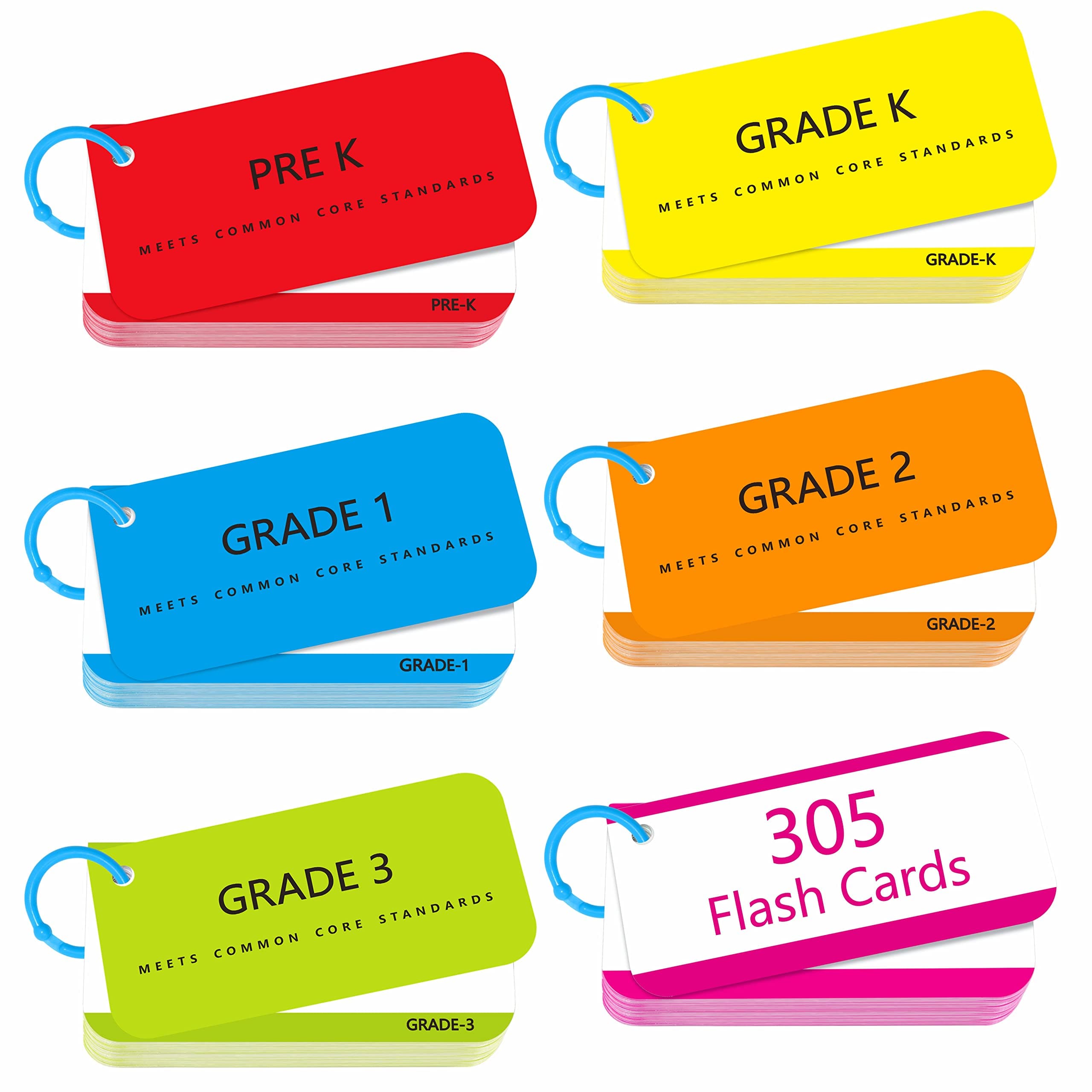305 Dolch & Fry Sight Words Flash Cards, Include 250 Words with Sentences Plus 50 Blank Cards and 5 Index Cards, Educational Word Reading Flash Cards for Preschool to 3rd Grade