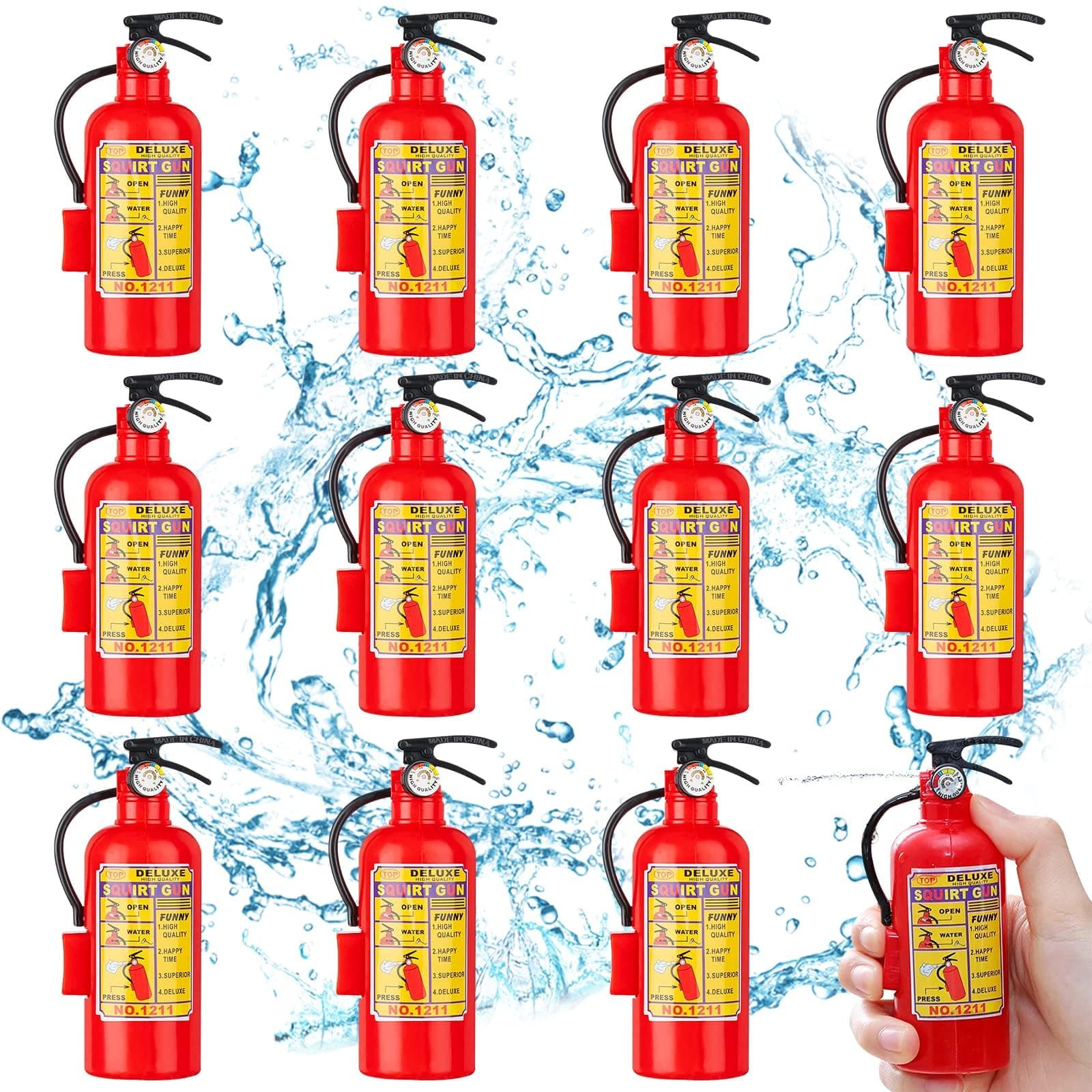 Excefore 12Pack Fire Extinguisher Toys Mini Water Firemen Squirter Water Water Squirt Gun for Kids Teens Adults Summer Outdoor Games Birthday Swimming Pool Party Favors (4.2Inch)