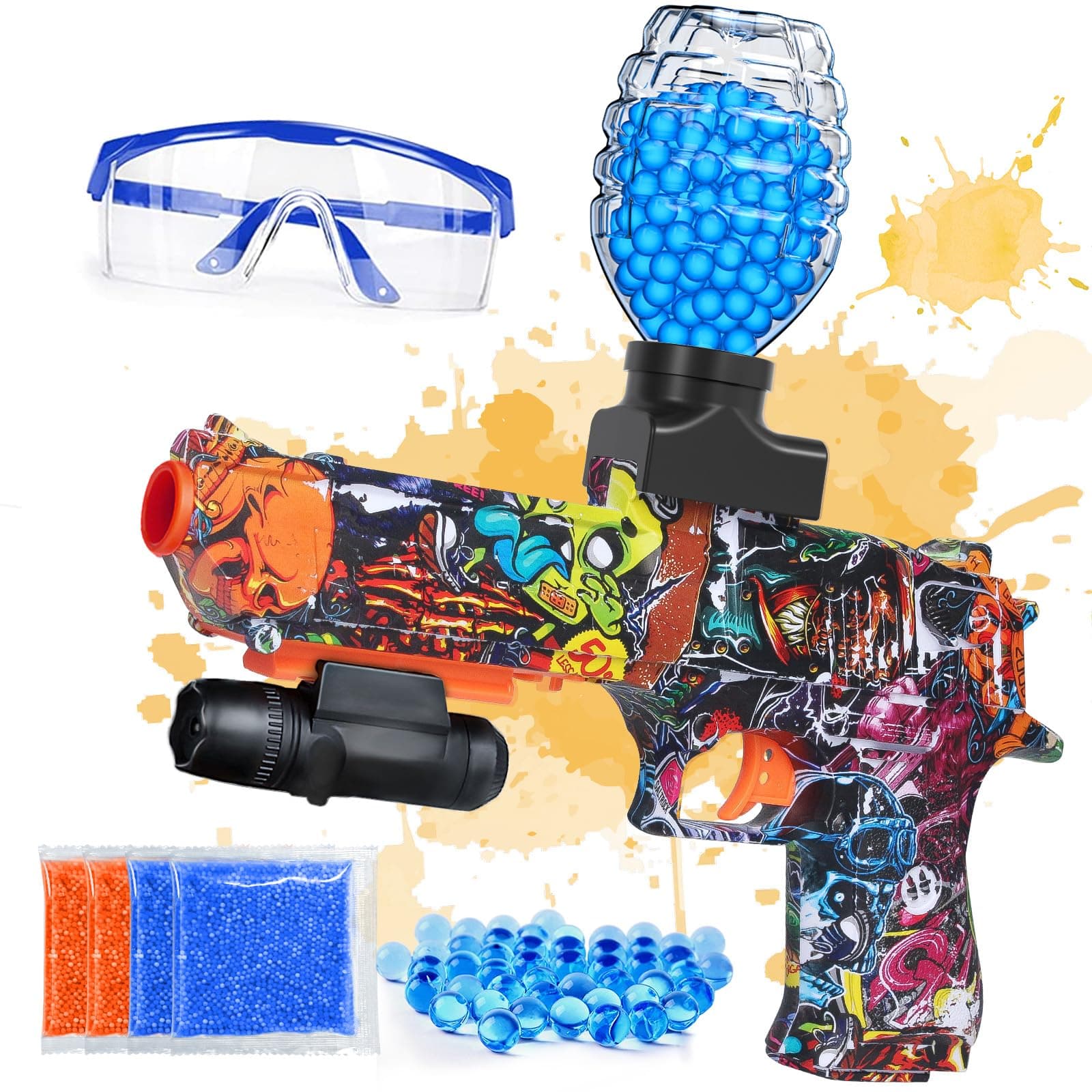 Anstoy Automatic Gel Ball Blaster, Light Waterproof Splatter Ball Blaster Gelfire Toy with Gel Rounds, Sight & Eyewear for Orby Outdoor Shooting Game Party Gift Ages 14 & Up - Love