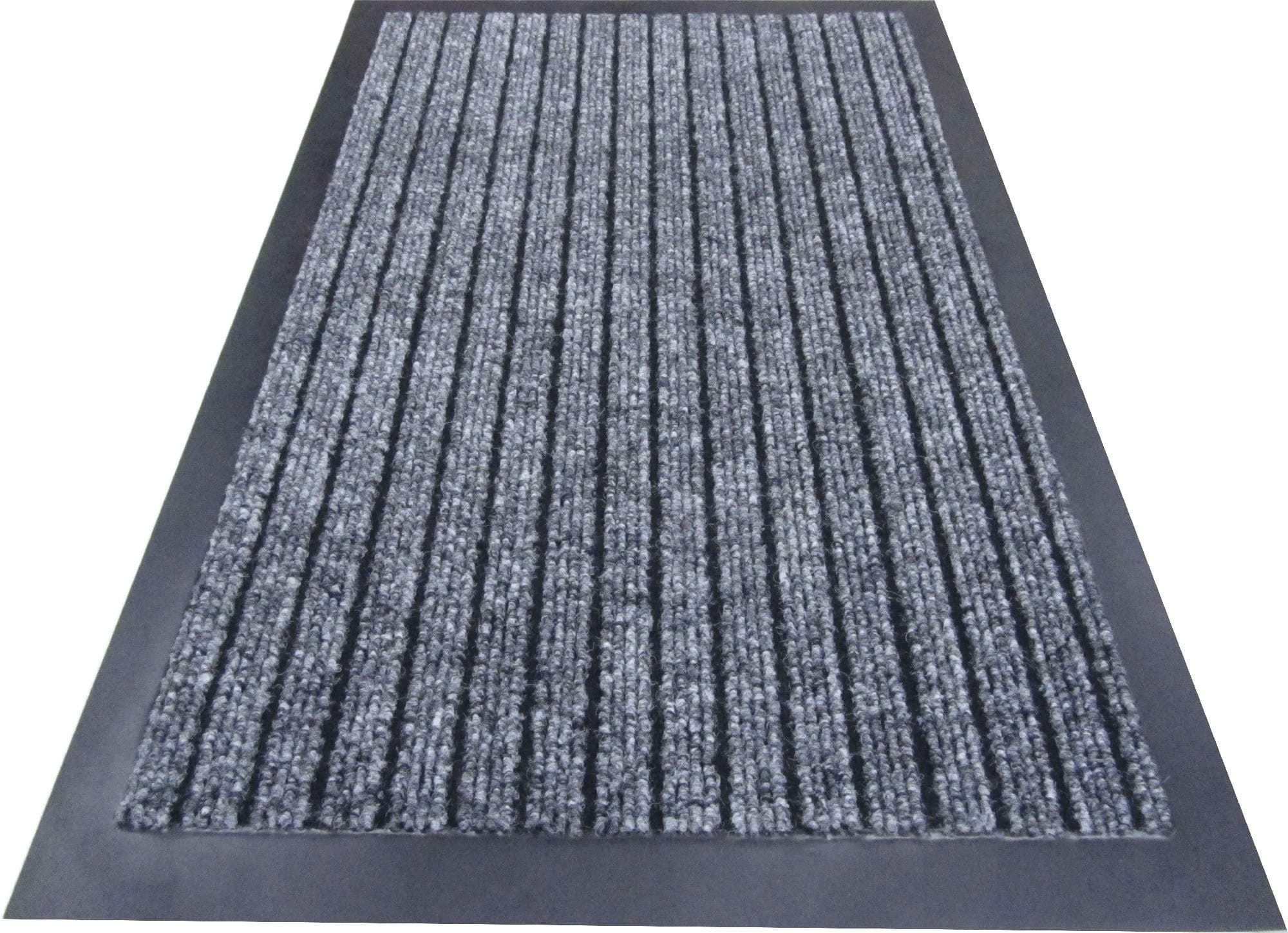 High Quality Deluxe Medium (50 X 80 cm) Grey Ribbed Doormats. Machine Washable Entrance Door Mat suitable Kitchen doormats, entrance mats, washable mats, office mats, dirt trapper mats, dust mats, Dust control doormats, barrier mats, floor mats, dust control floor mats. These rubber edge anti-slip floor mats are among the best dust trappers mats and can be used at office reception, restaurants, food shops, takeaways, barber shop, post offices and off licence shops.