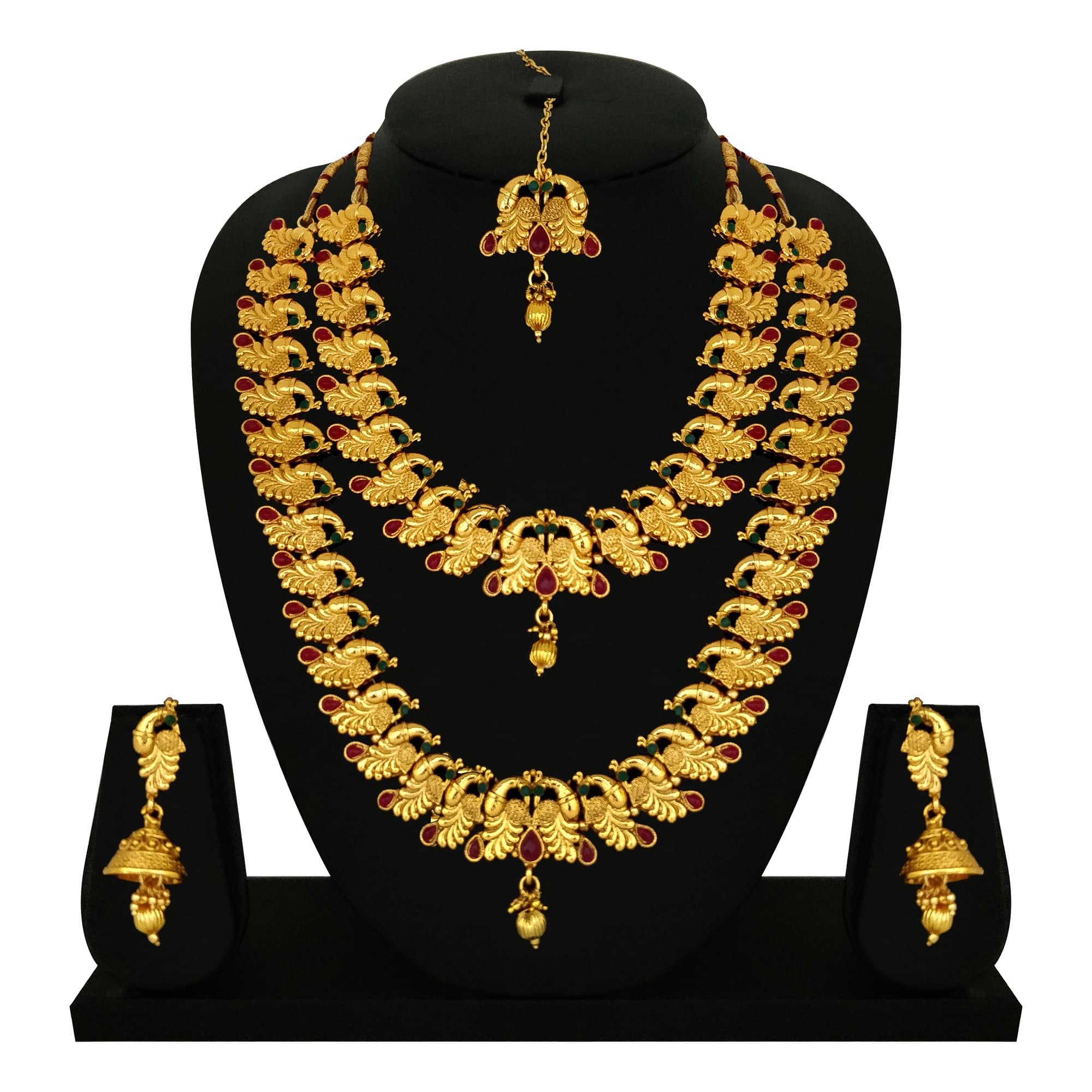 Goldtouch Wedding Gold Brass Peacock Necklace Set for Women